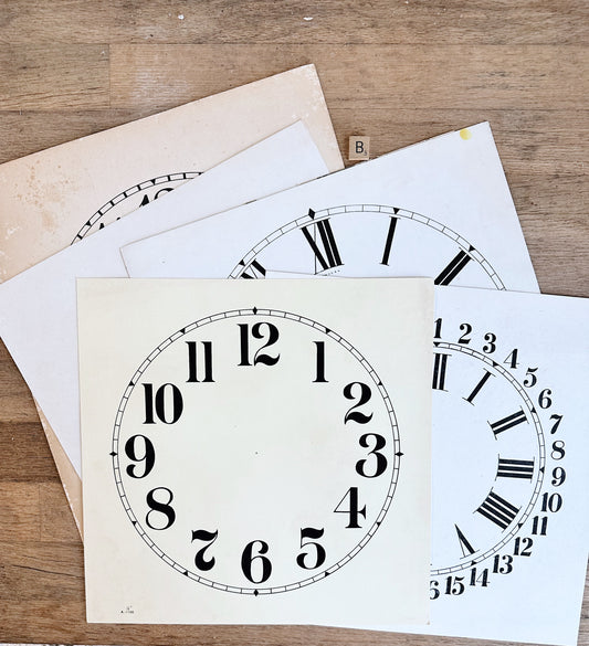 Collection of Five Vintage Paper Clock Faces