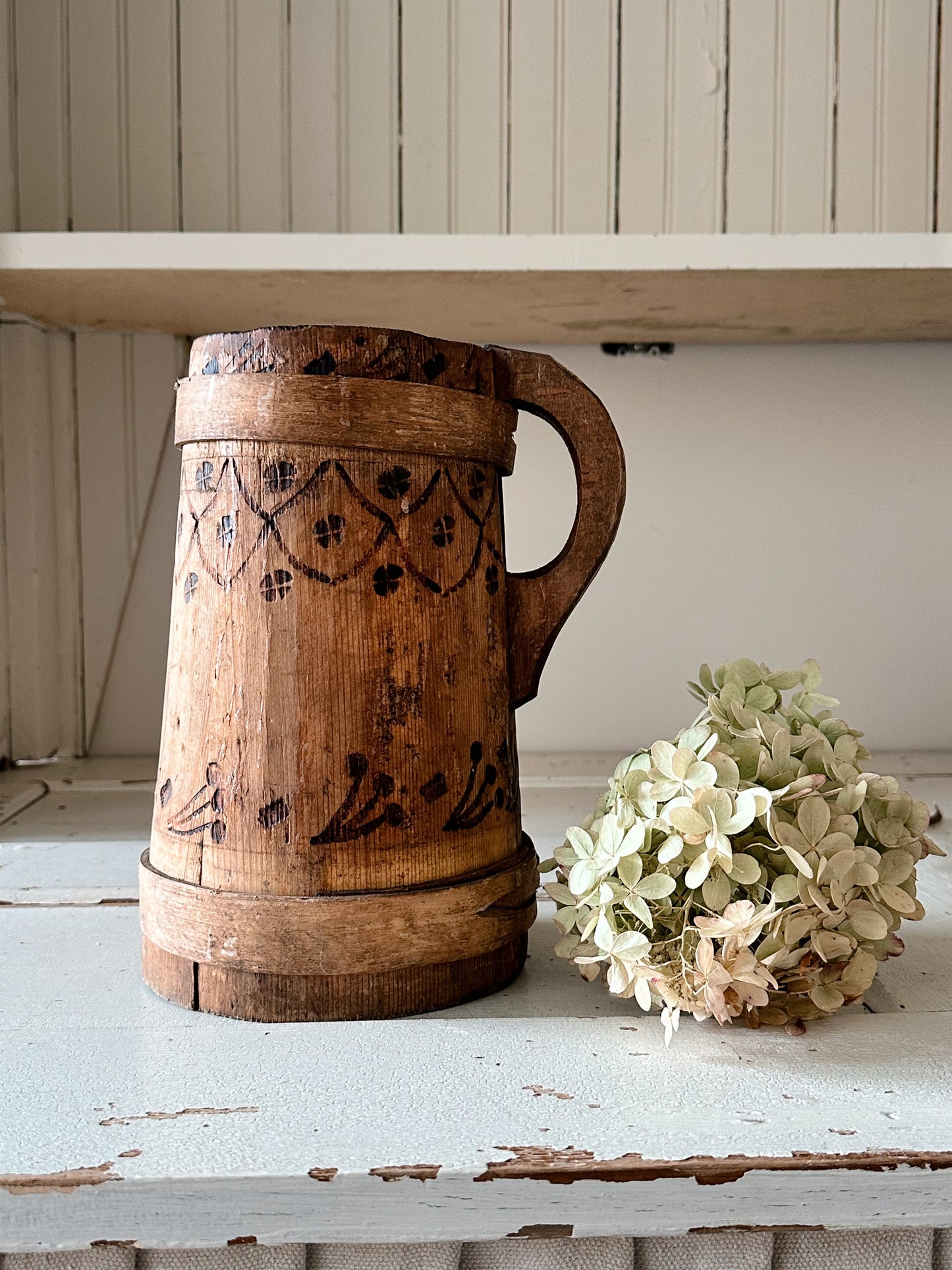 Gorgeous Antique Wood Tankard