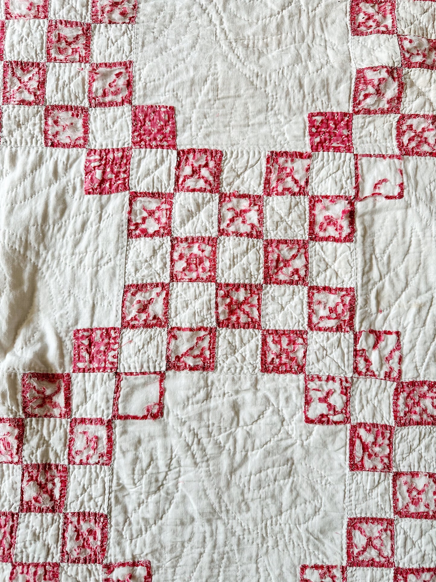 Vintage Hand Stitched Irish Chain Cutter Quilt