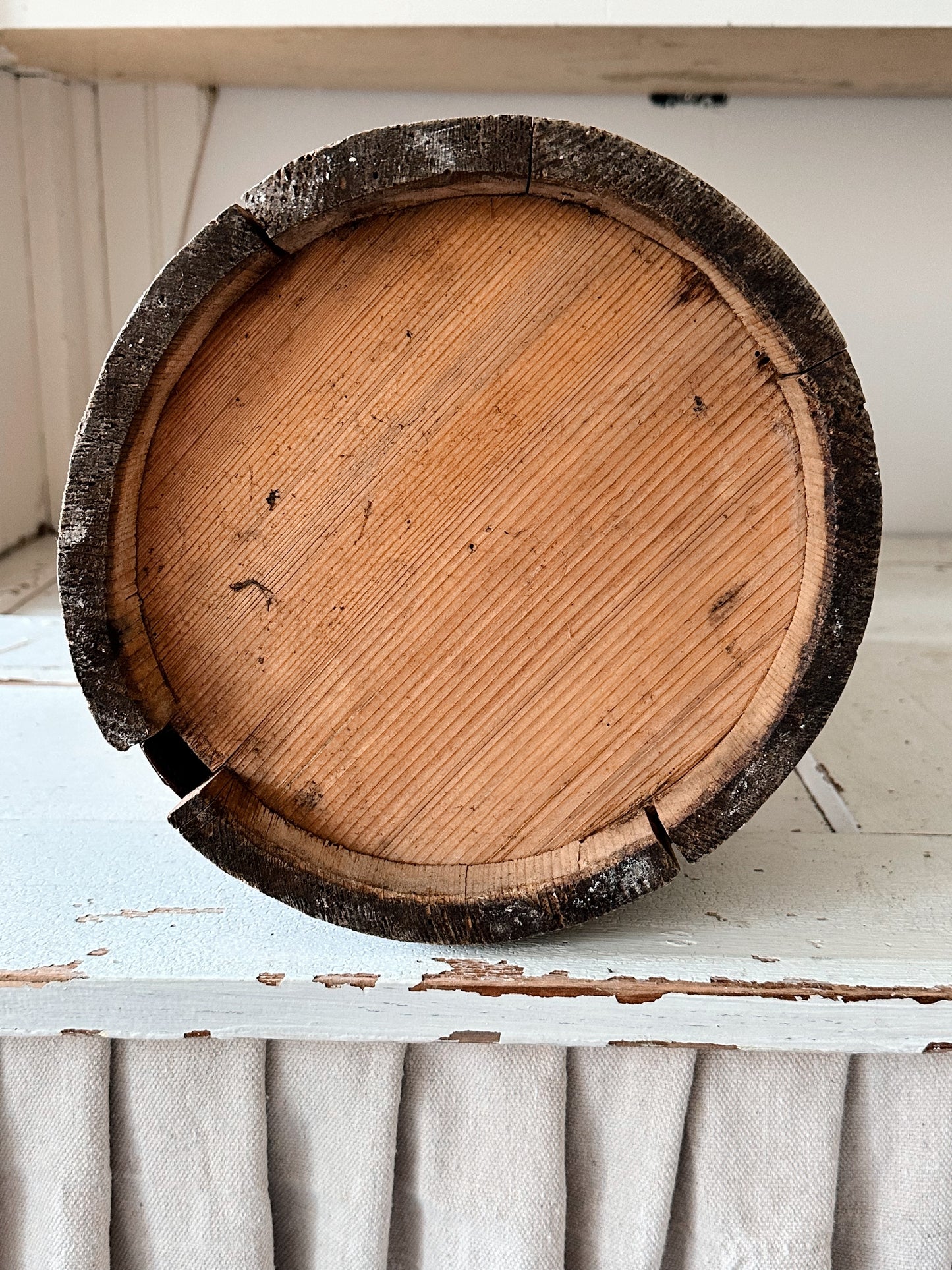 Beautiful Antique Wood Tankard with Lid