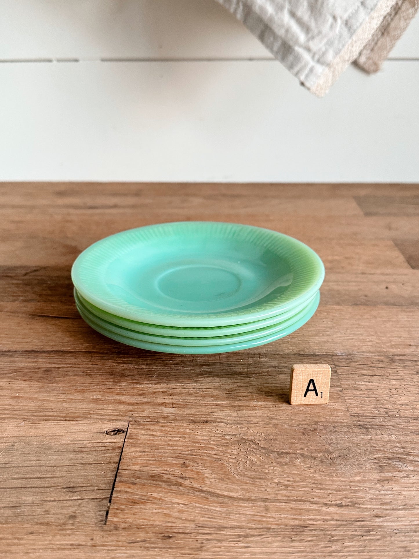 Set of Four Vintage Jadeite Saucers