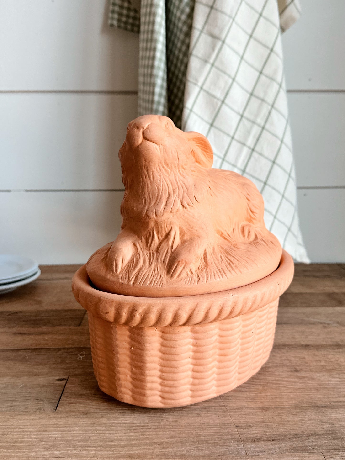 Vintage Terra Cotta Rabbit Baking Dish