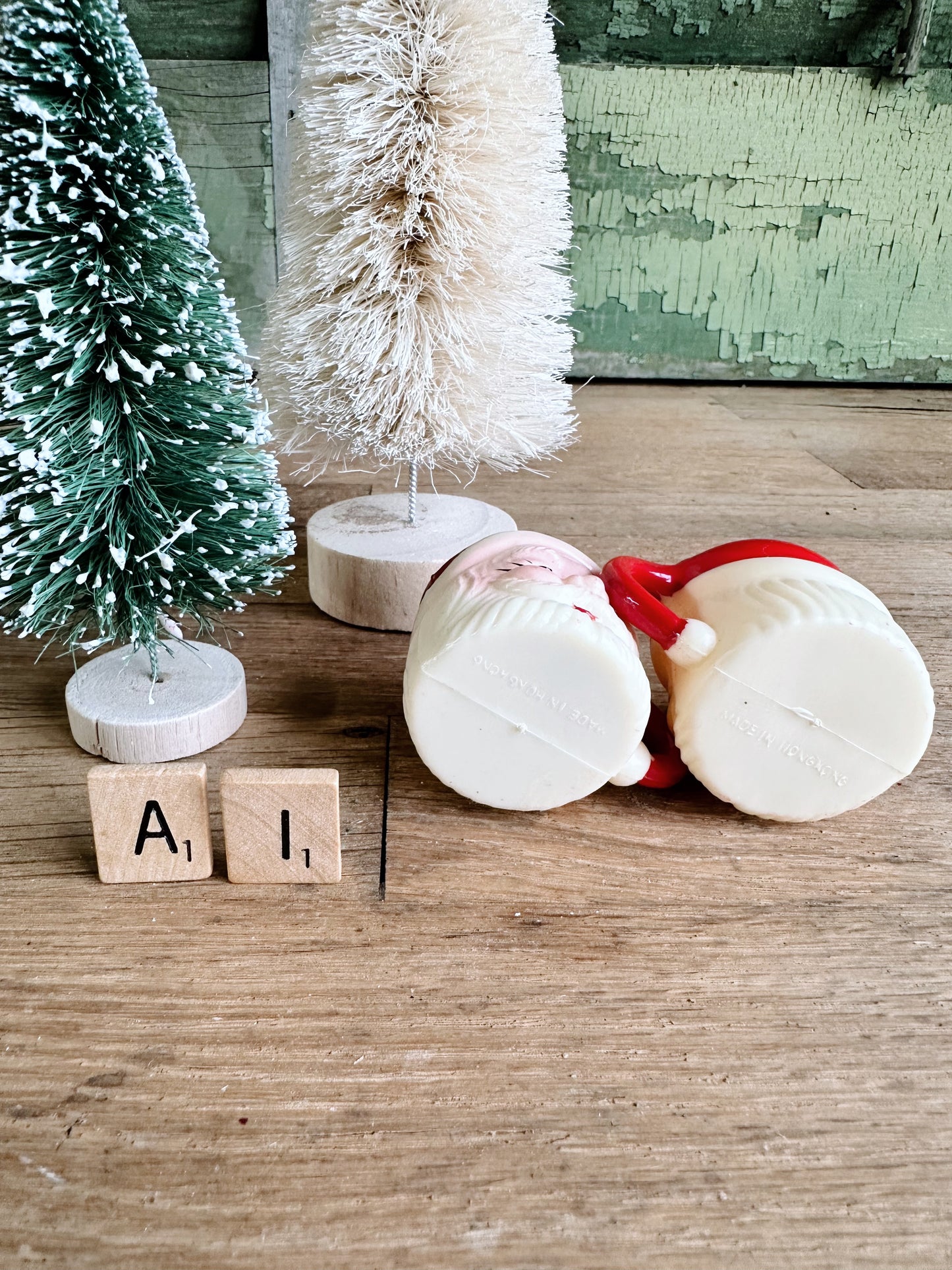 Set of Two Plastic Mini Vintage Santa Mugs