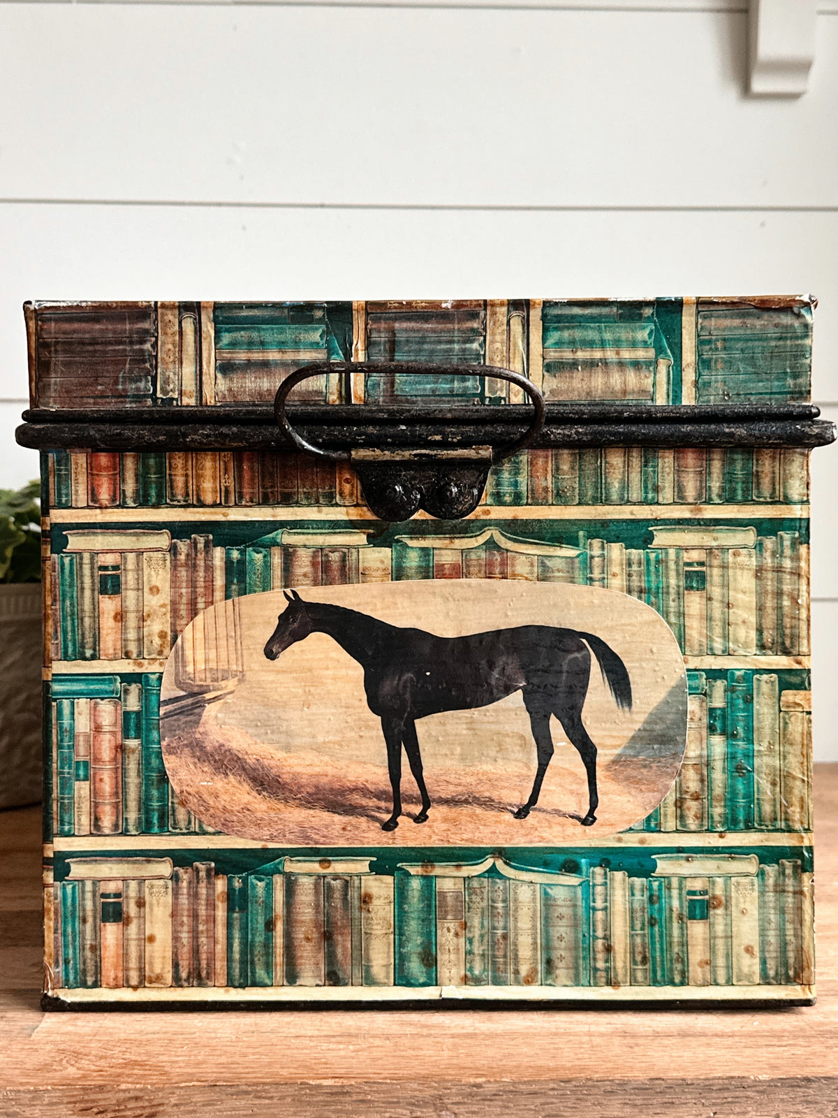 Vintage Equestrian Themed Iron Box