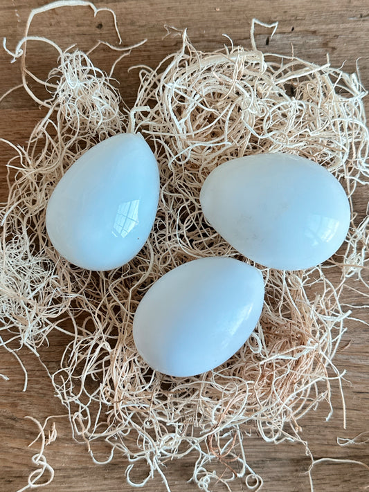 Tri of Vintage Blown Glass Eggs