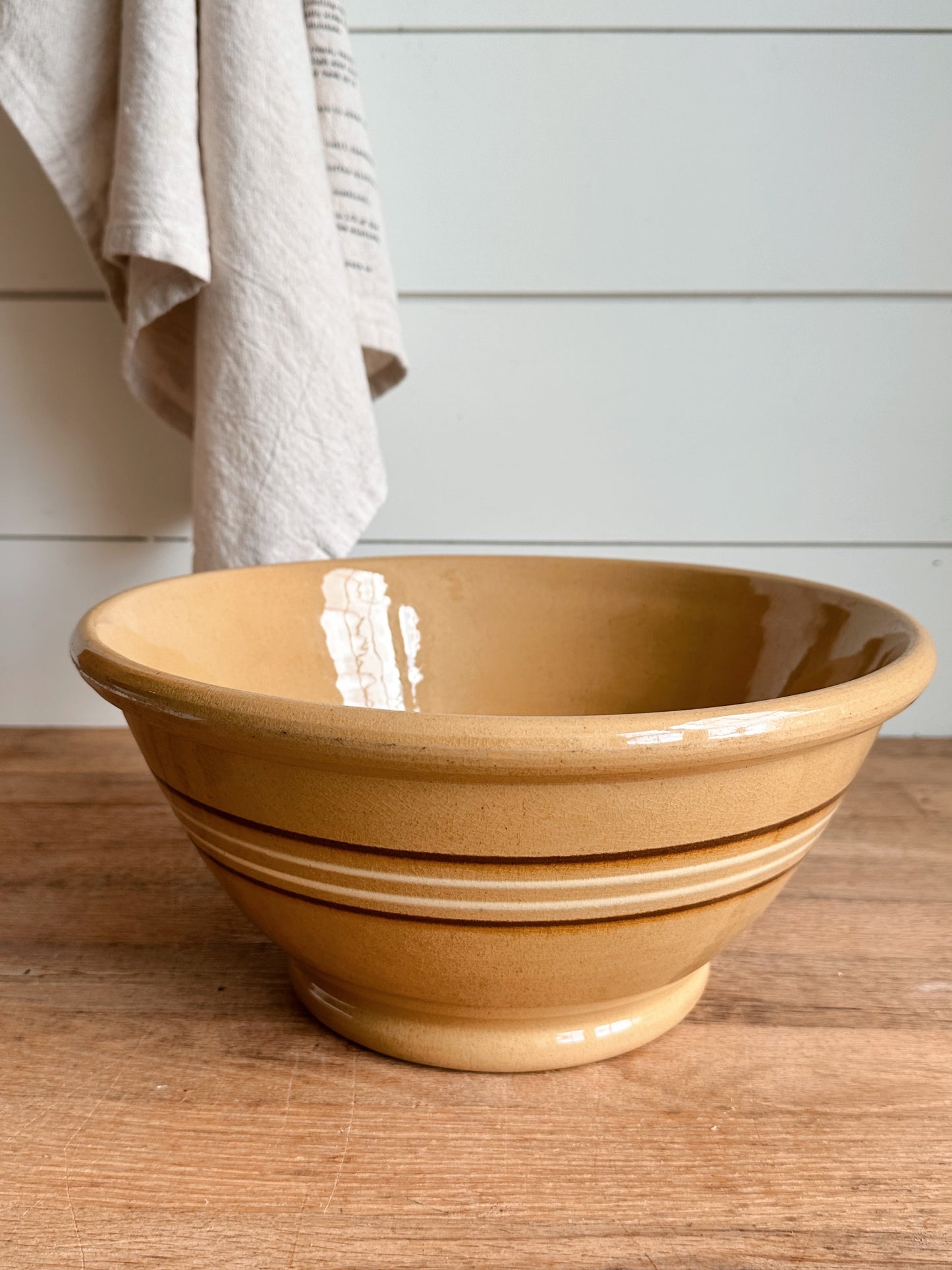 Large Vintage Yellow Ware Mixing Bowl
