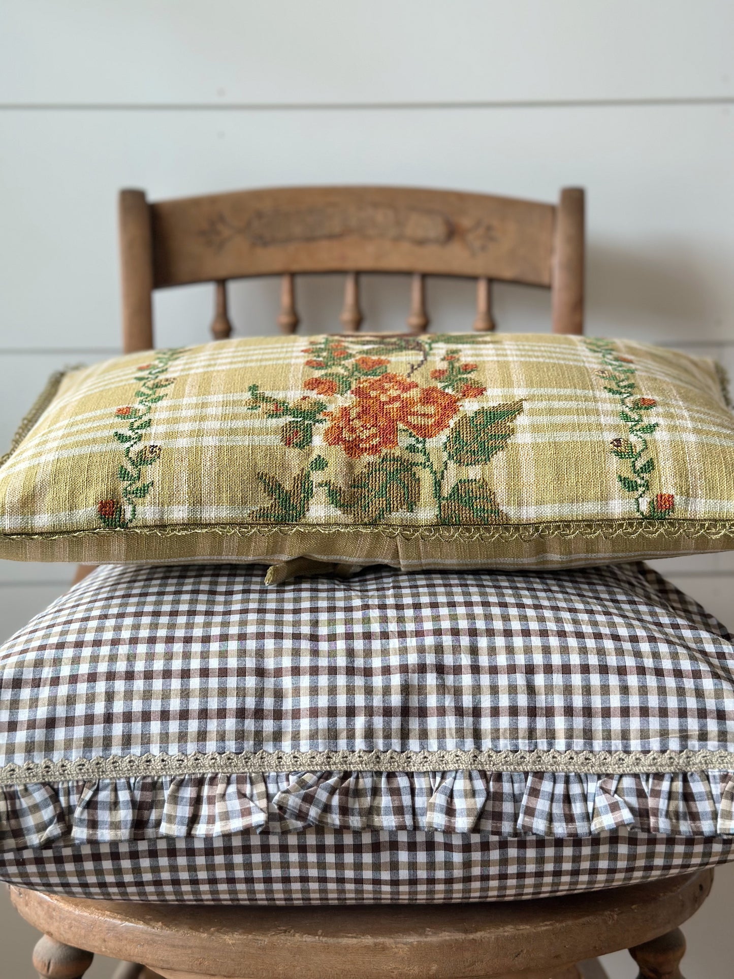 Plaid Needlepoint Pillow