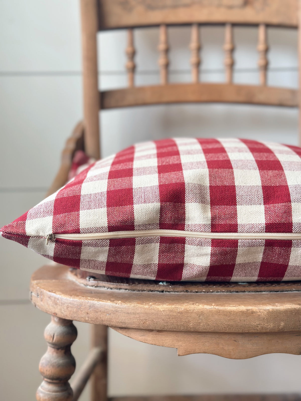 Red & Off White Gingham Pillow