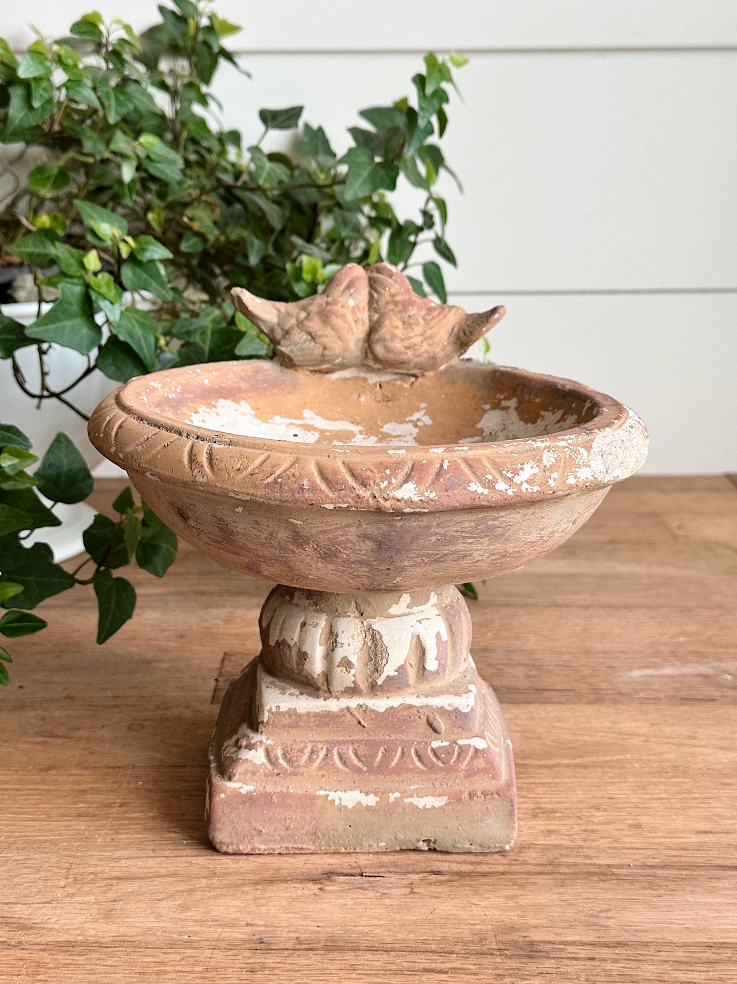 Found Petite Weathered Concrete Birdbath