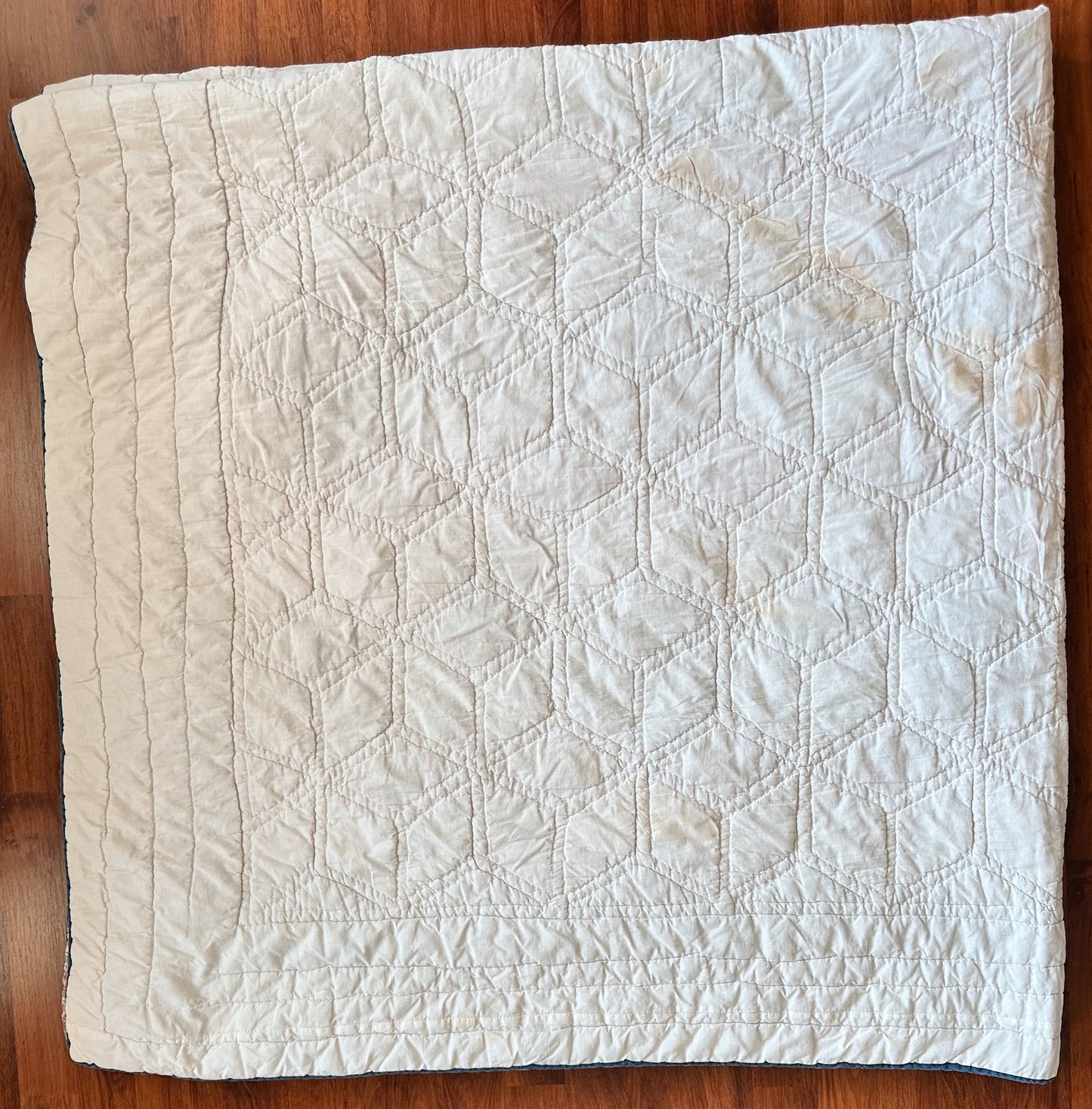 Vintage Hand Quilted Tumbling Blocks Quilt