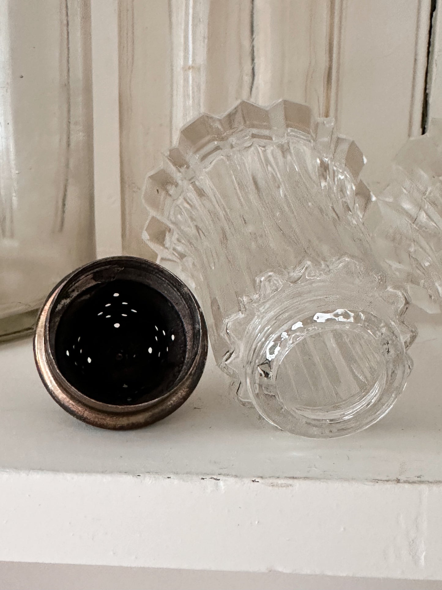 Vintage Glass Salt & Pepper Shakers