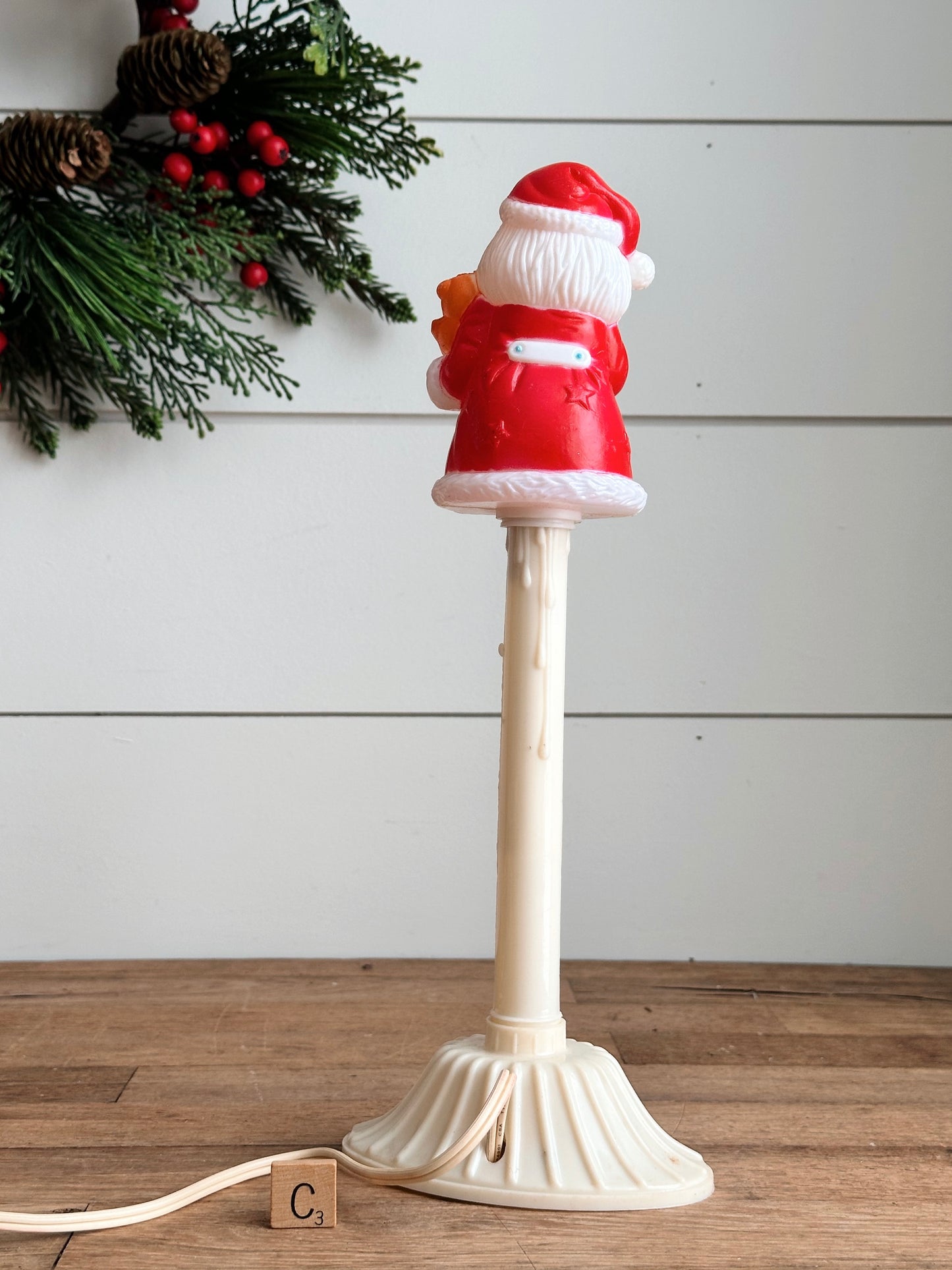 Rare Vintage Electric Santa Blow Mold Window Candle