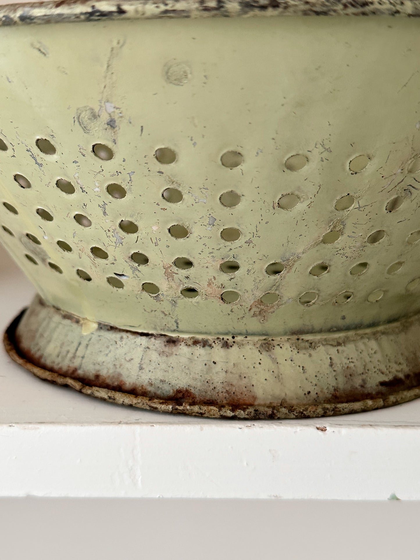 Vintage Green Enamelware Colander