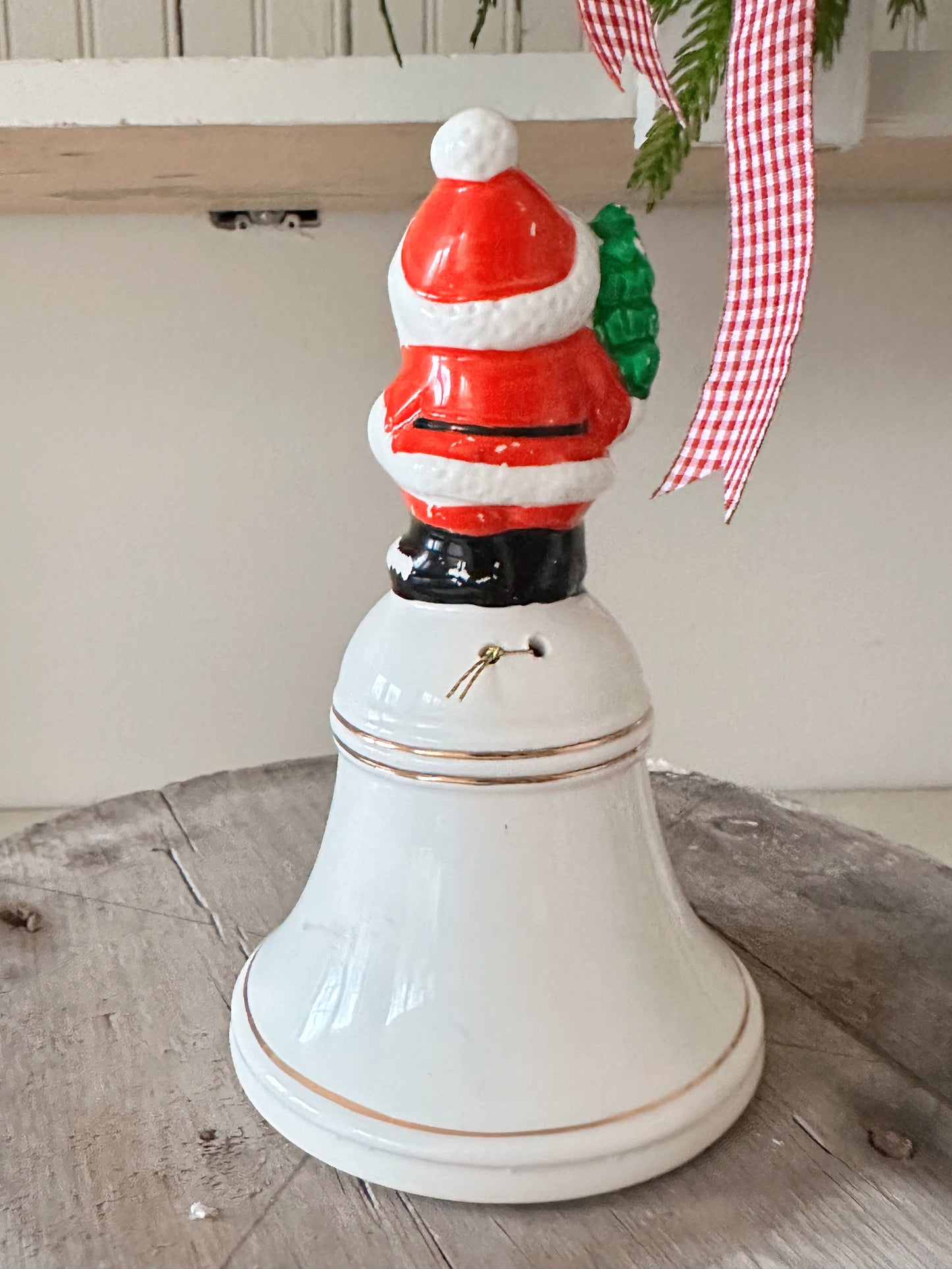 Vintage Porcelain Santa Bell