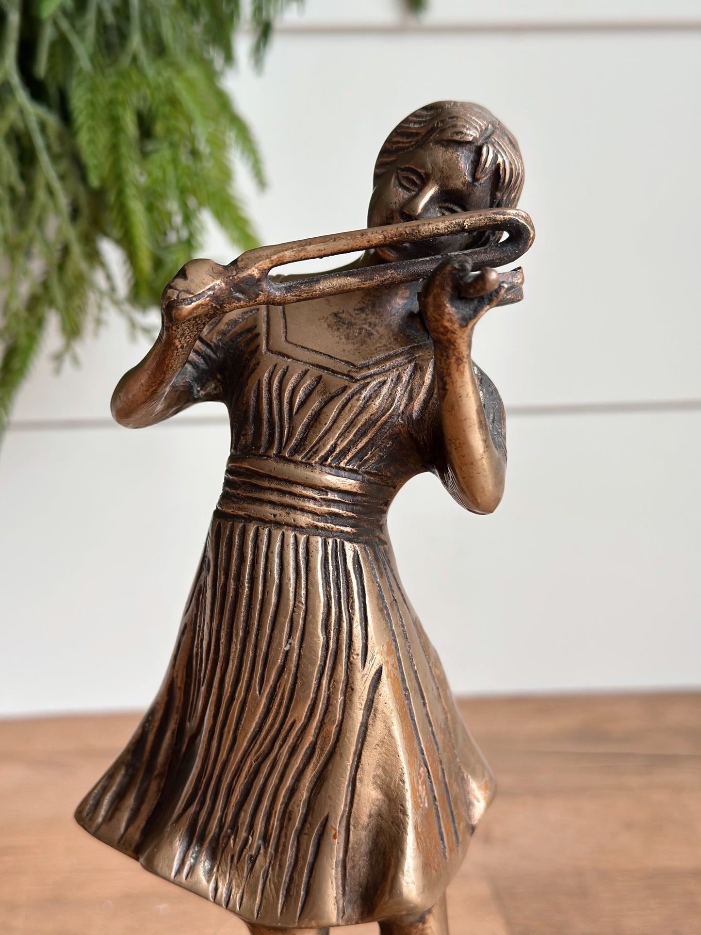 Vintage Brass Girl Violinist