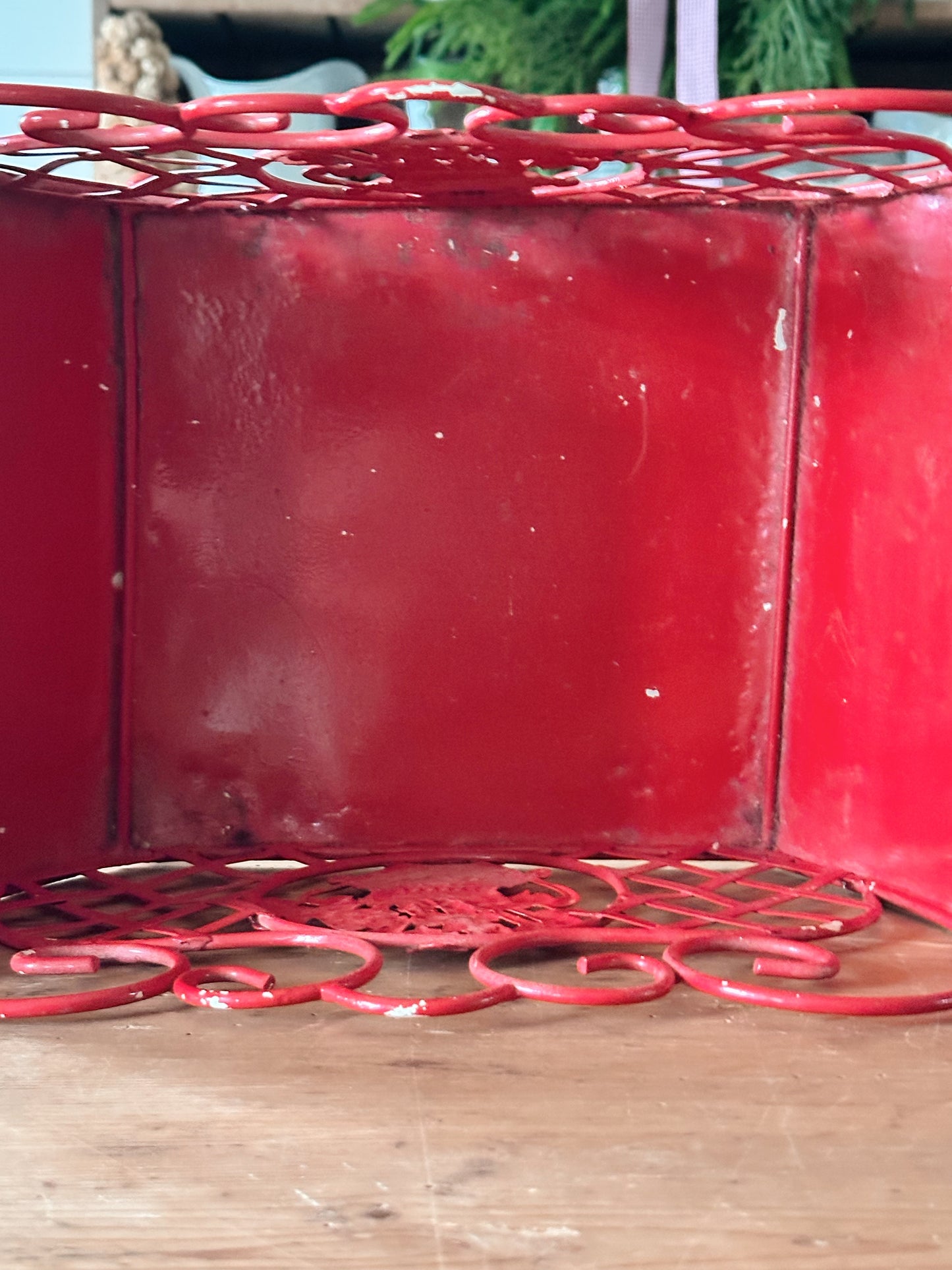 Vintage Metal Basket, Tree Holder