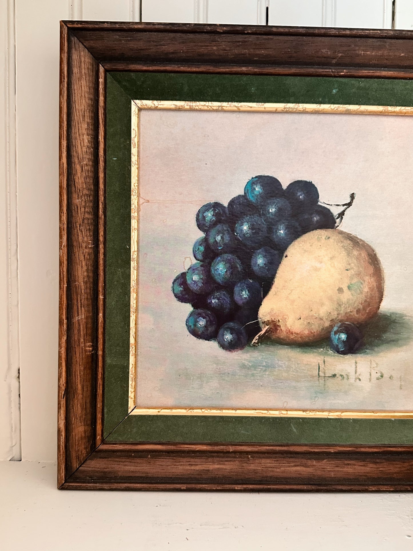 Vintage Framed Fruit Print (Pear & Grapes)