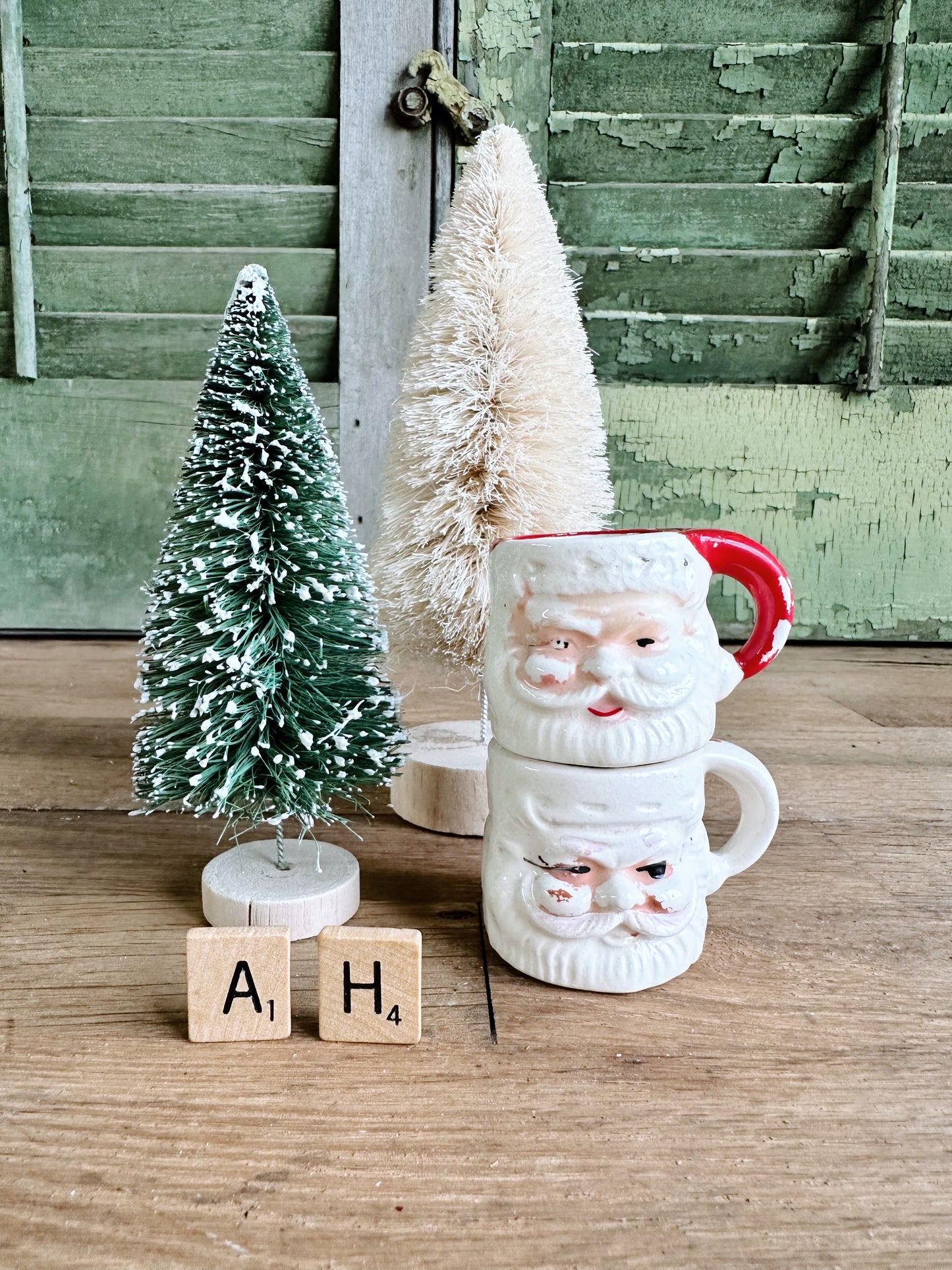 Set of Two Mini Vintage Santa Mugs