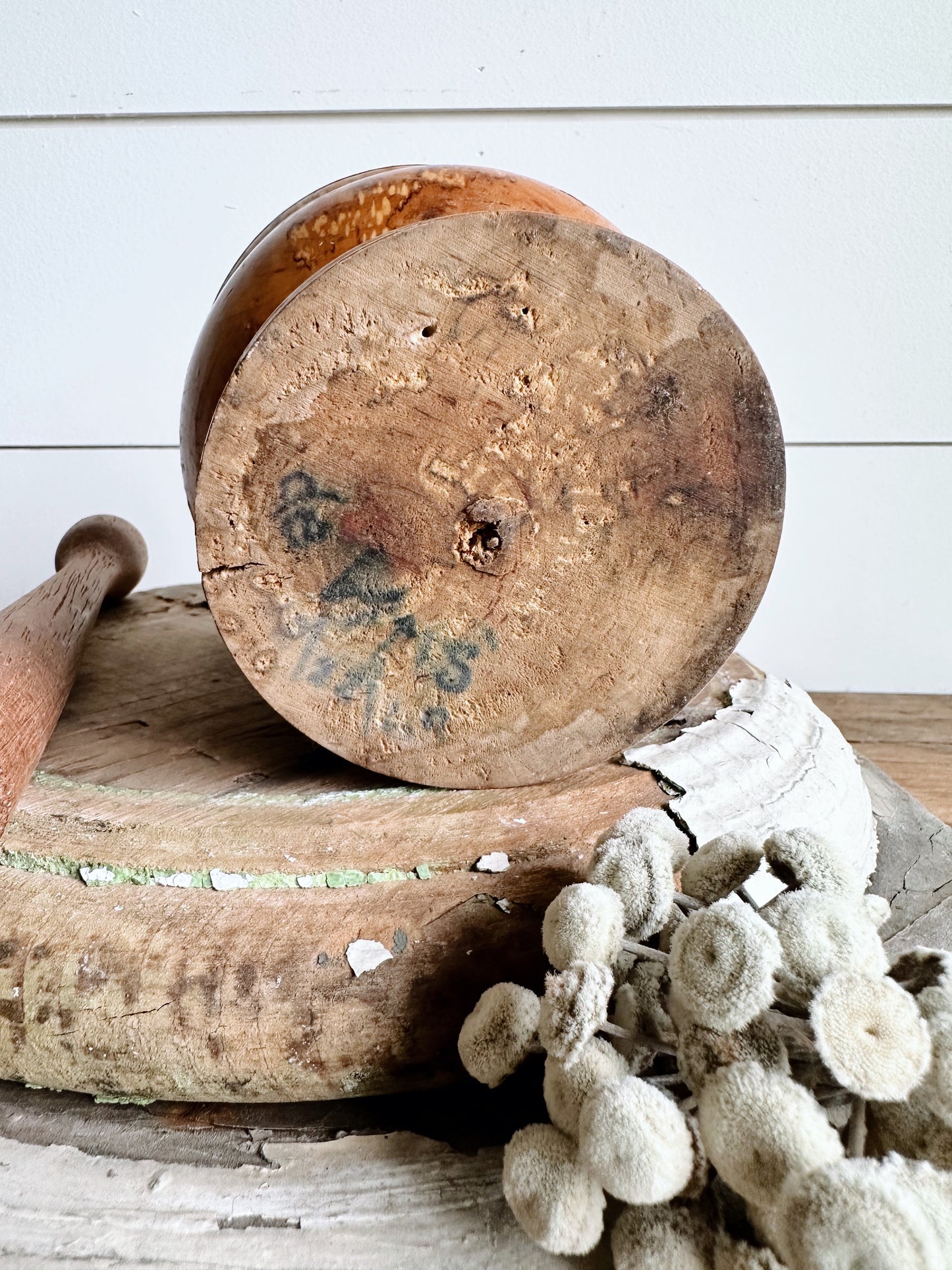 Vintage Wood Mortar and Pestle