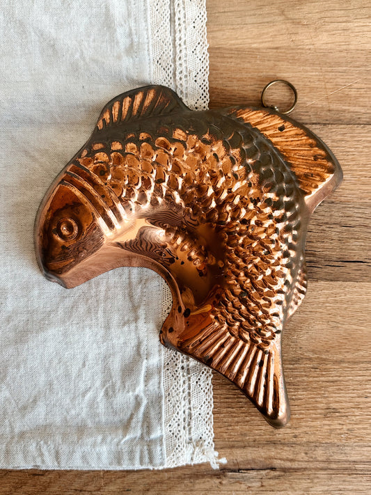 Vintage Copper Fish Jelly Mold