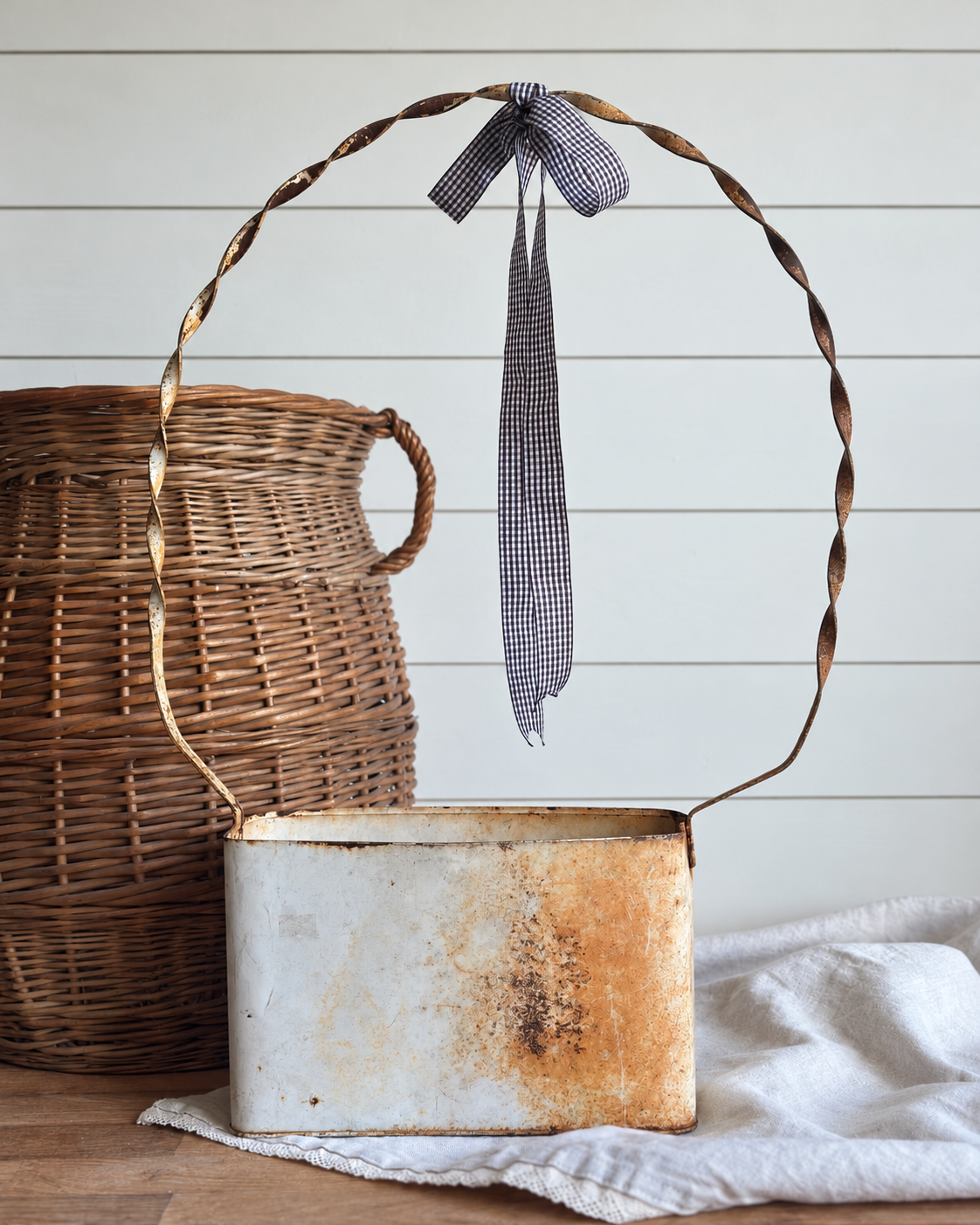 Vintage Metal Funeral Basket
