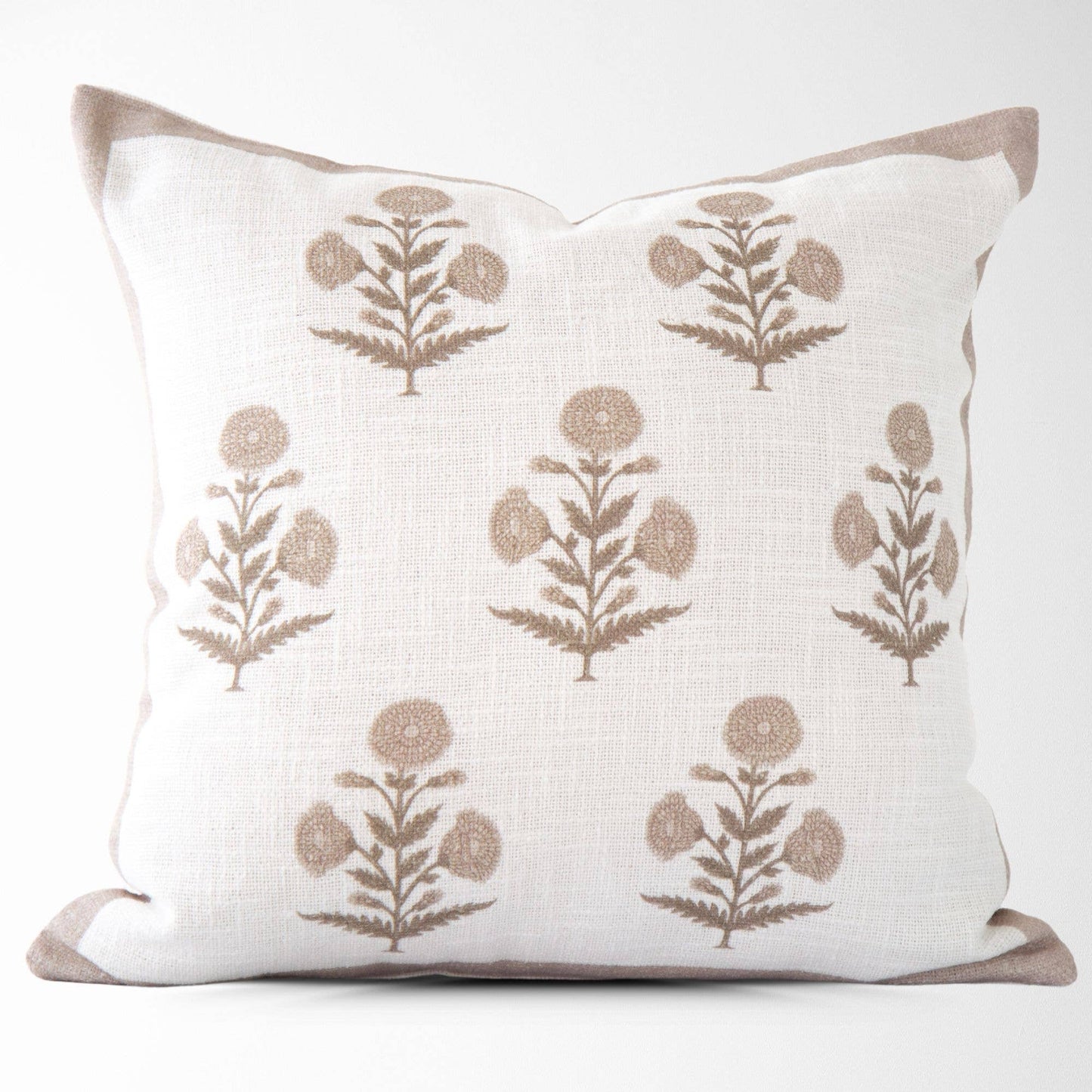 Seraphina Mughal Flower Pillow Cover in Oyster