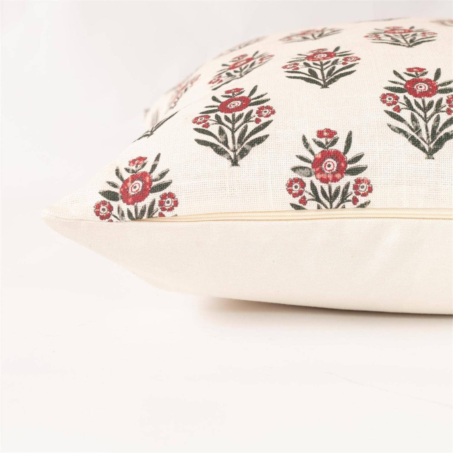 Red & Cream Block Print Pillow