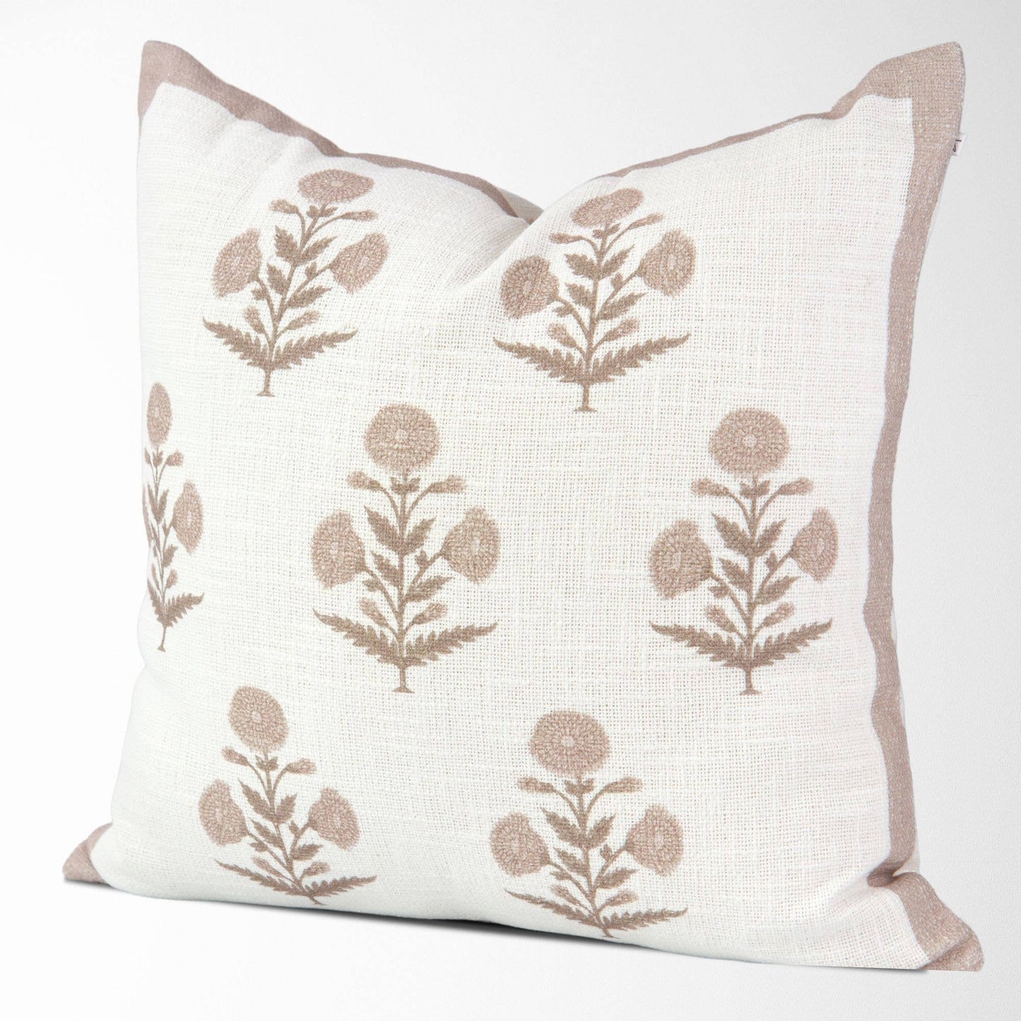 Seraphina Mughal Flower Pillow Cover in Oyster