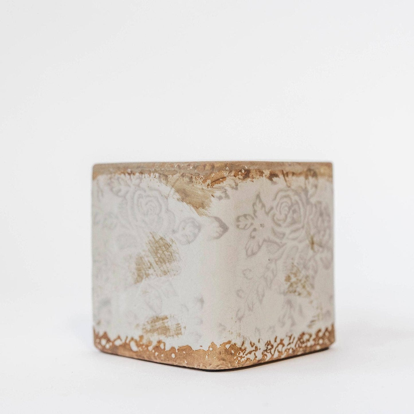 Square Antiqued Ceramic Flower Pot