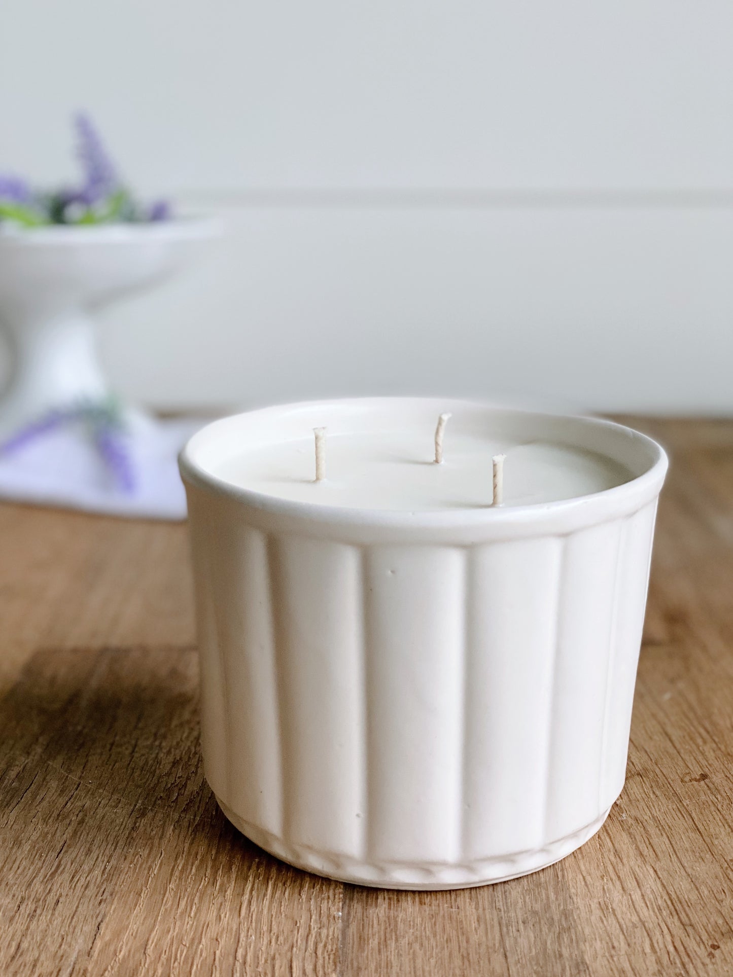 Hand Poured Eucalyptus & Lavender in a Pretty Vintage Planter