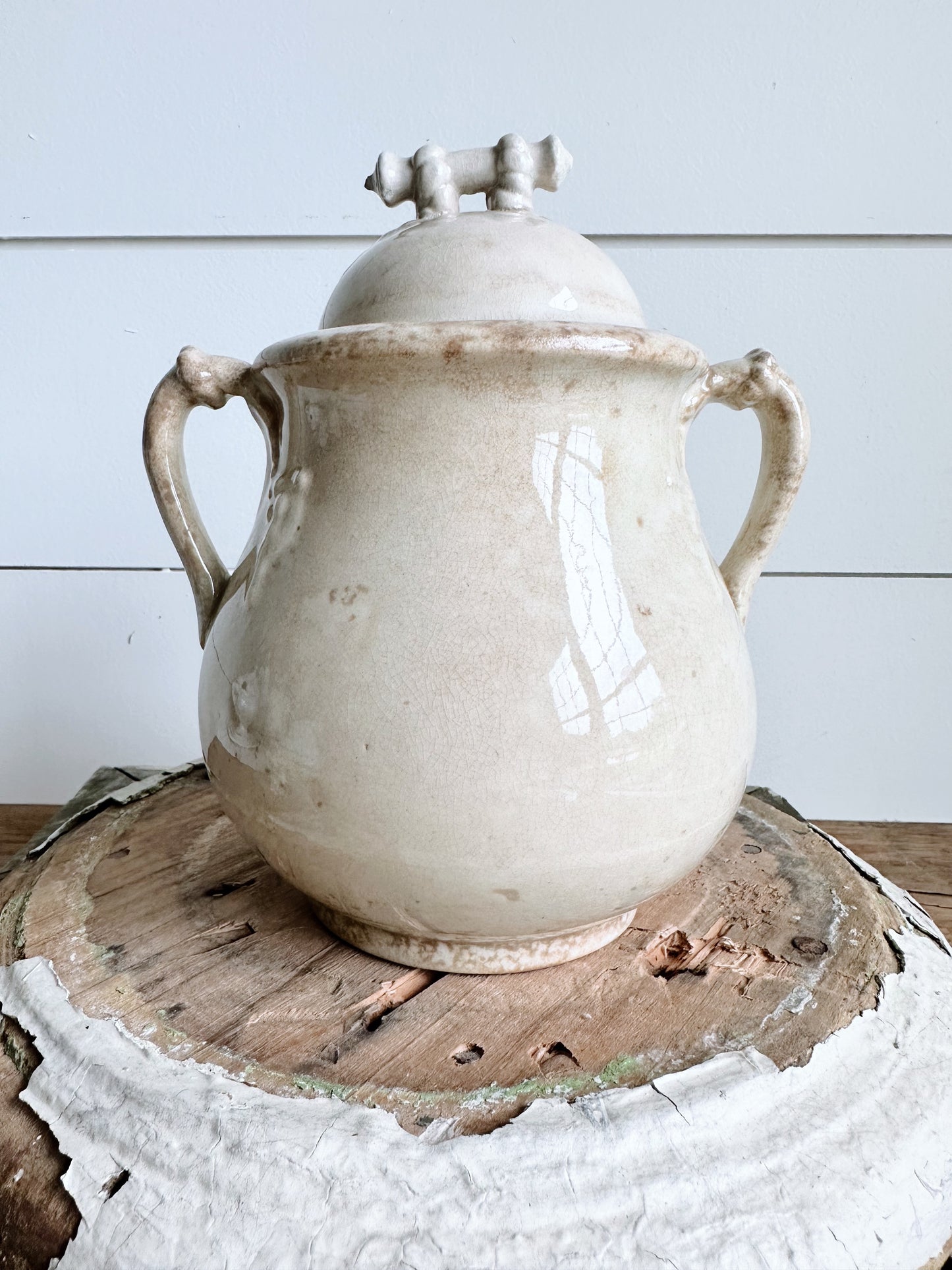 Beautifully Stained Ironstone Sugar Pot