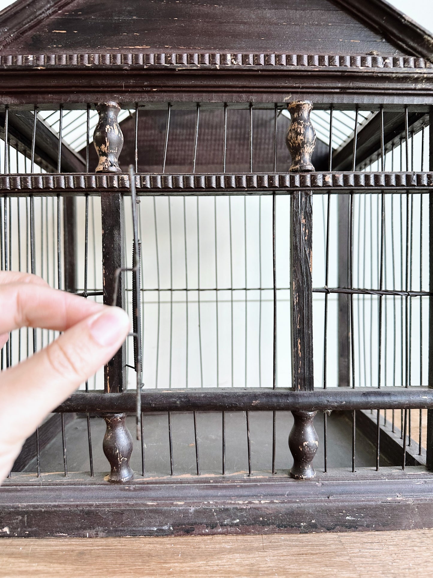 Beautiful Antique Wood Birdcage