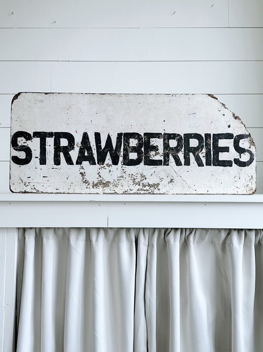 Authentic Vintage Two Sided Strawberries Sign