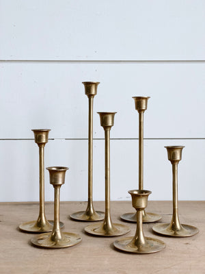 Collection of Petite Brass Candle Holders & Snuffer