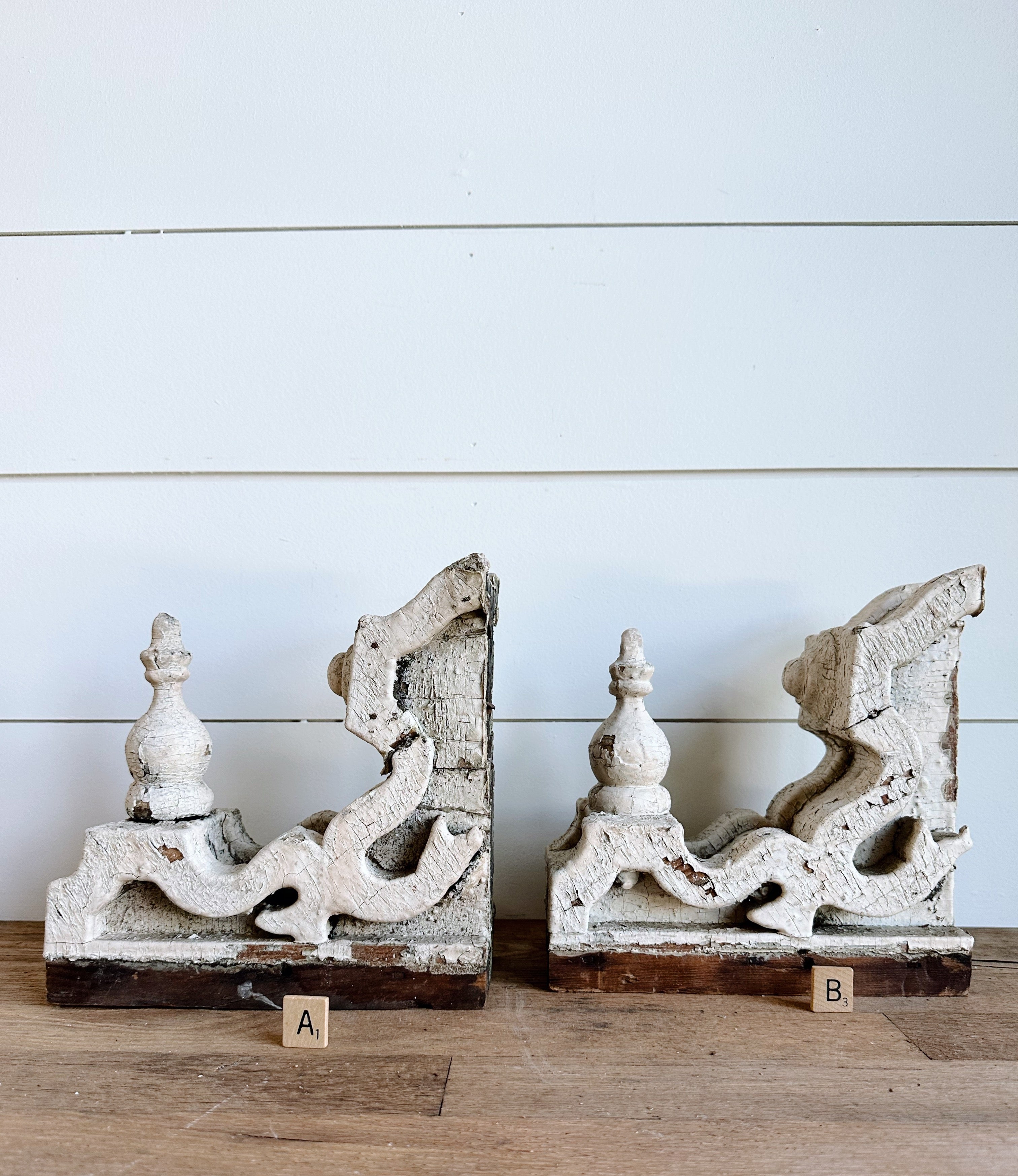 Perfectly Petite Deep Relief Antique Chippy Corbels