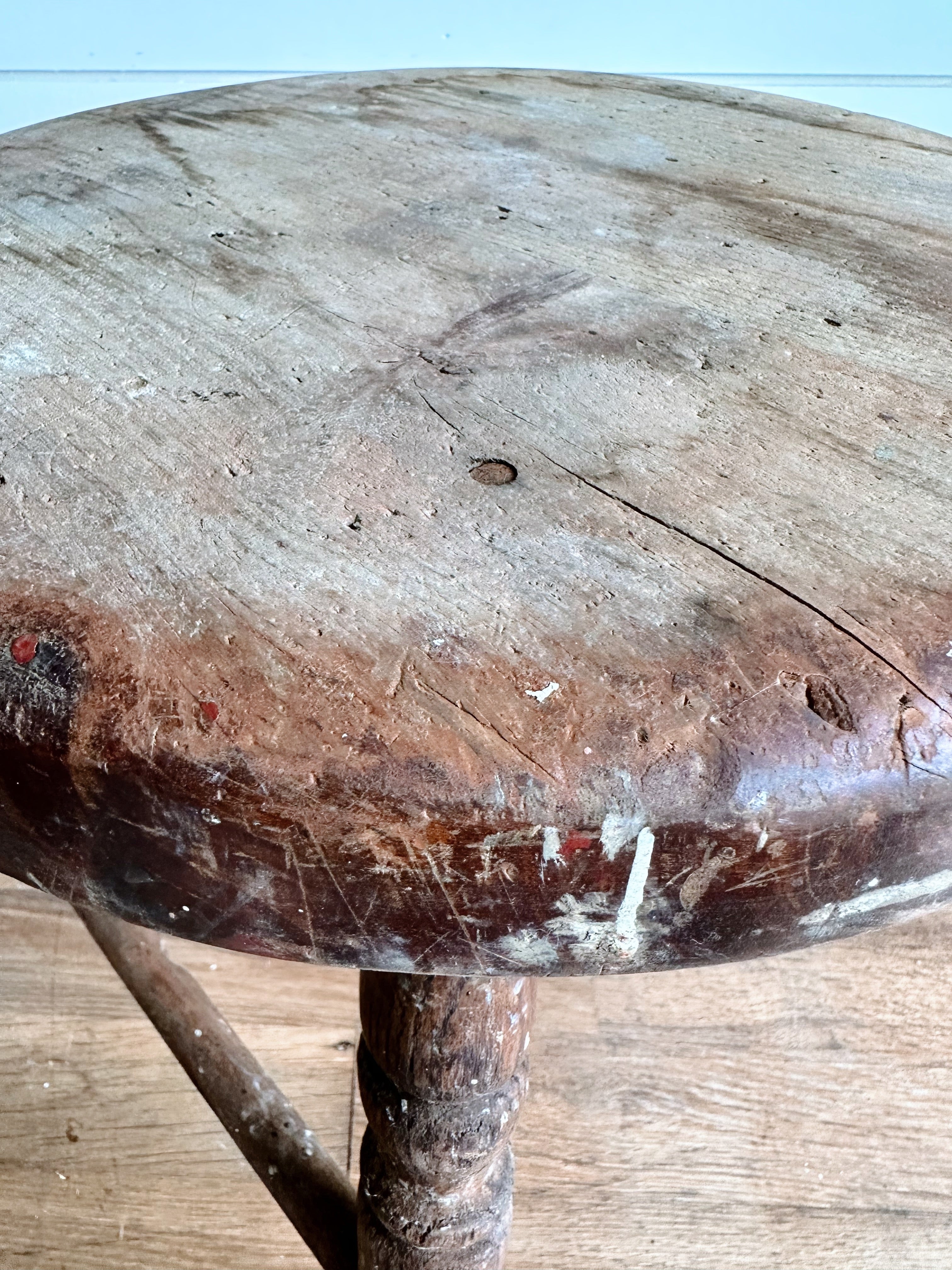 Chunky Antique Wood Stool