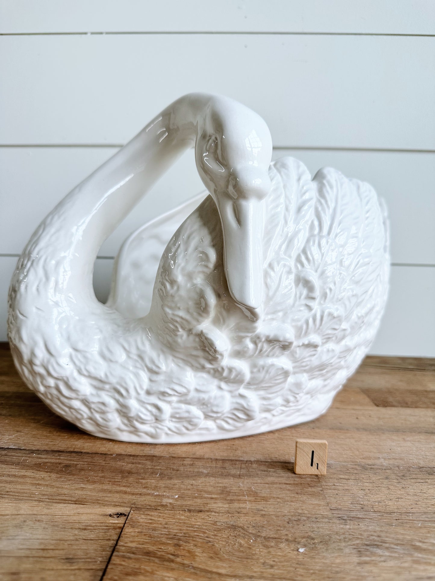 Big Beautiful Vintage Swan Planter