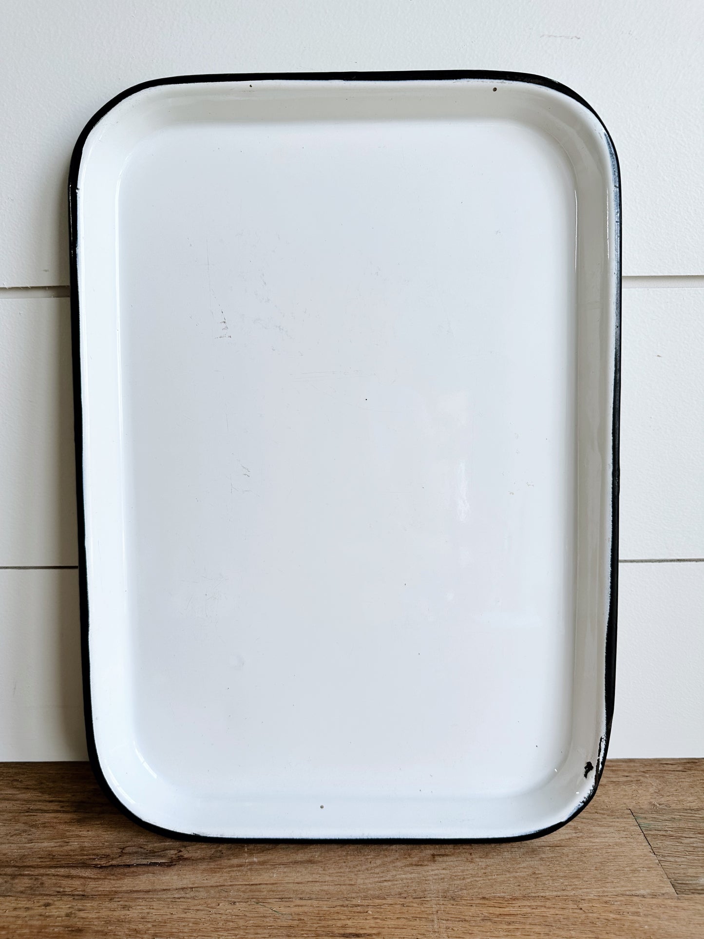 Set of Two Vintage Enamelware Trays