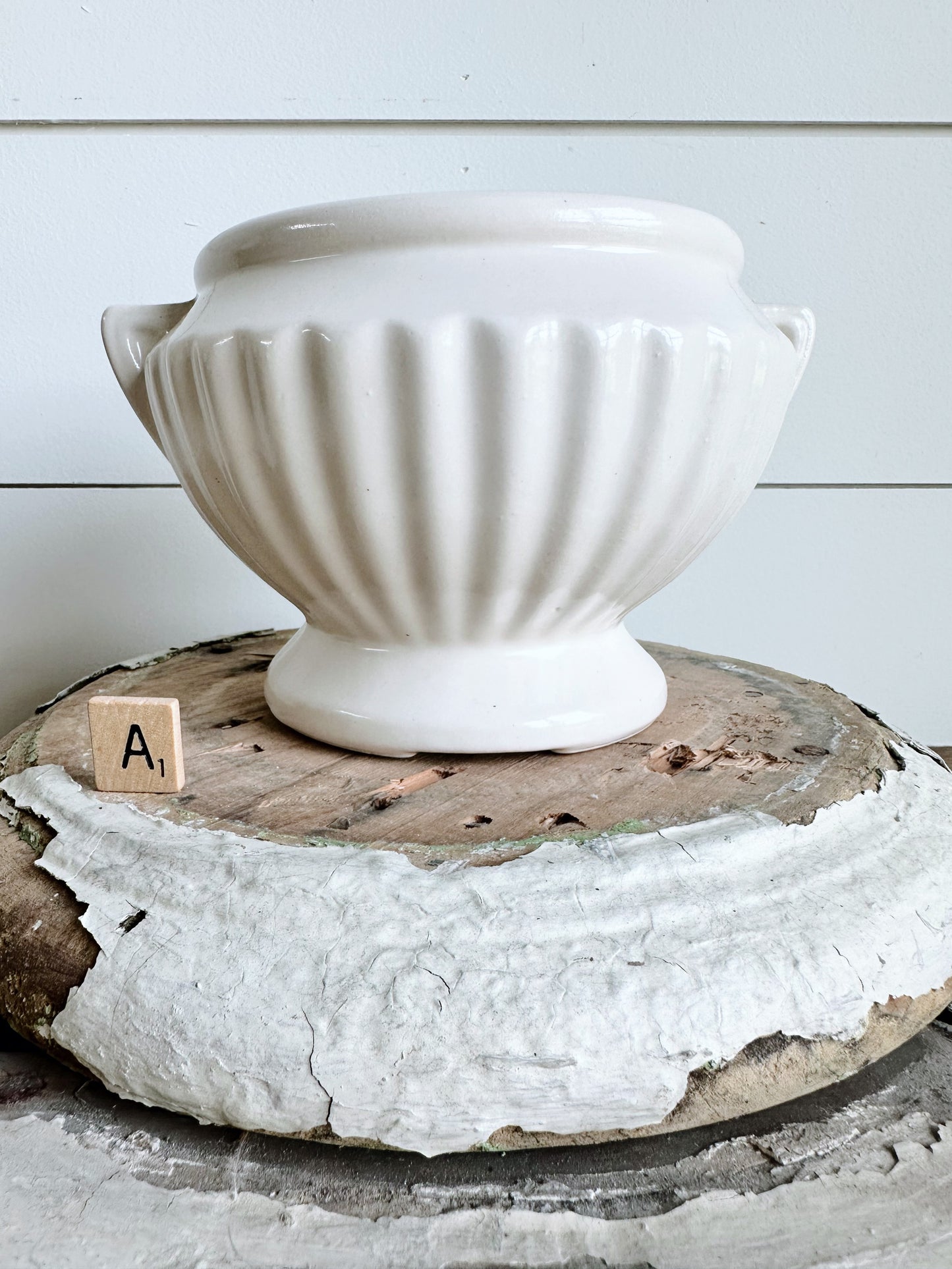 Creamy White Vintage Planter