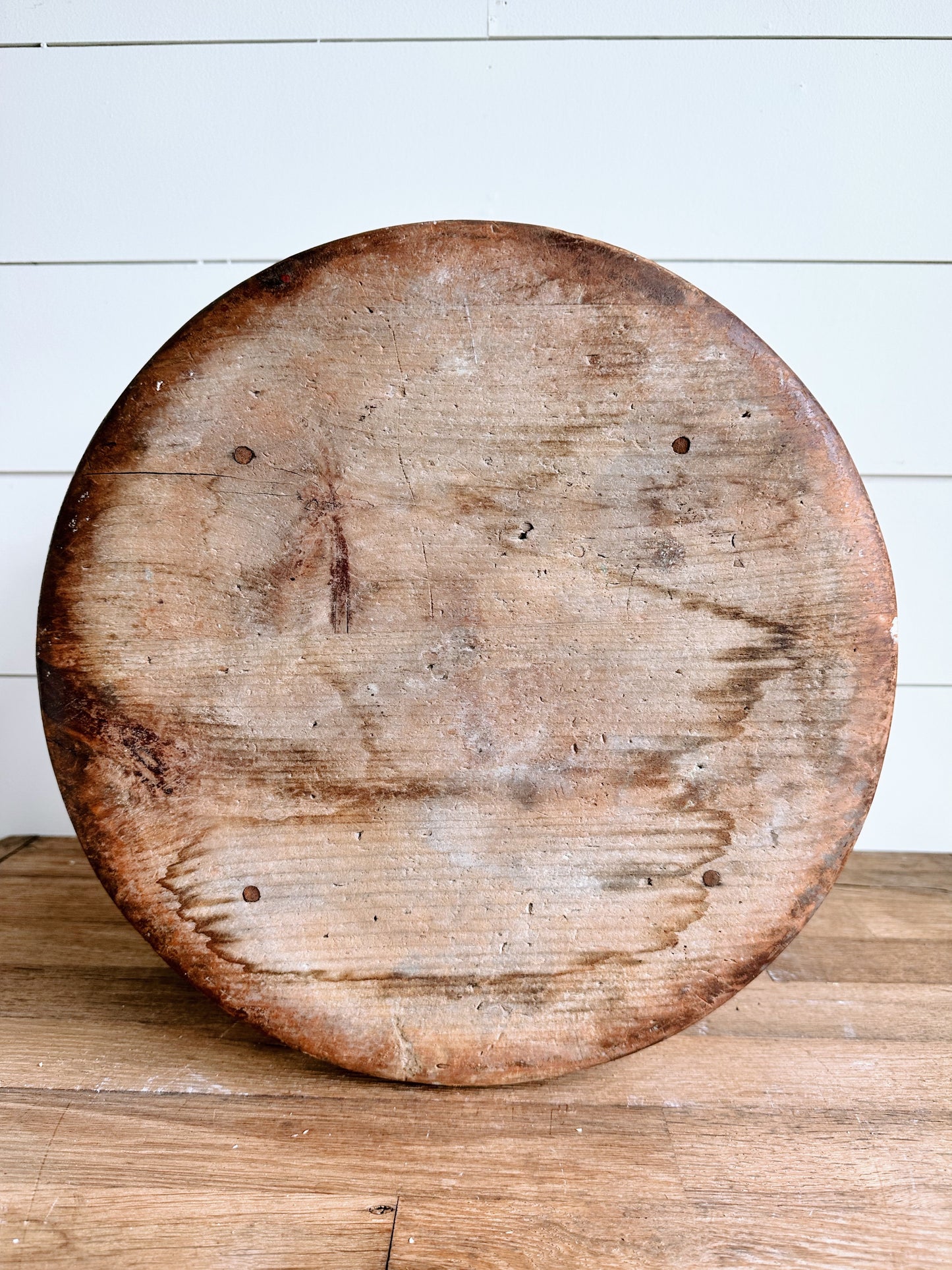 Chunky Antique Wood Stool