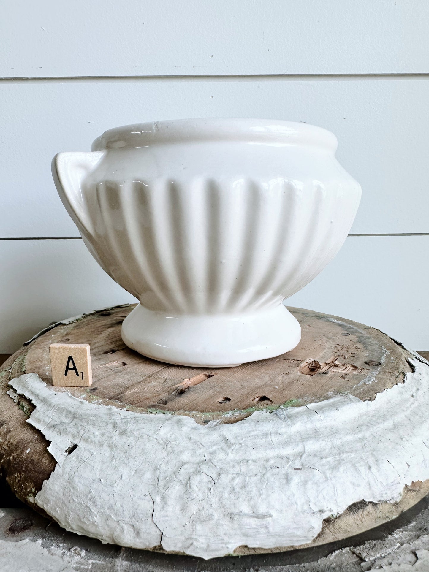 Creamy White Vintage Planter