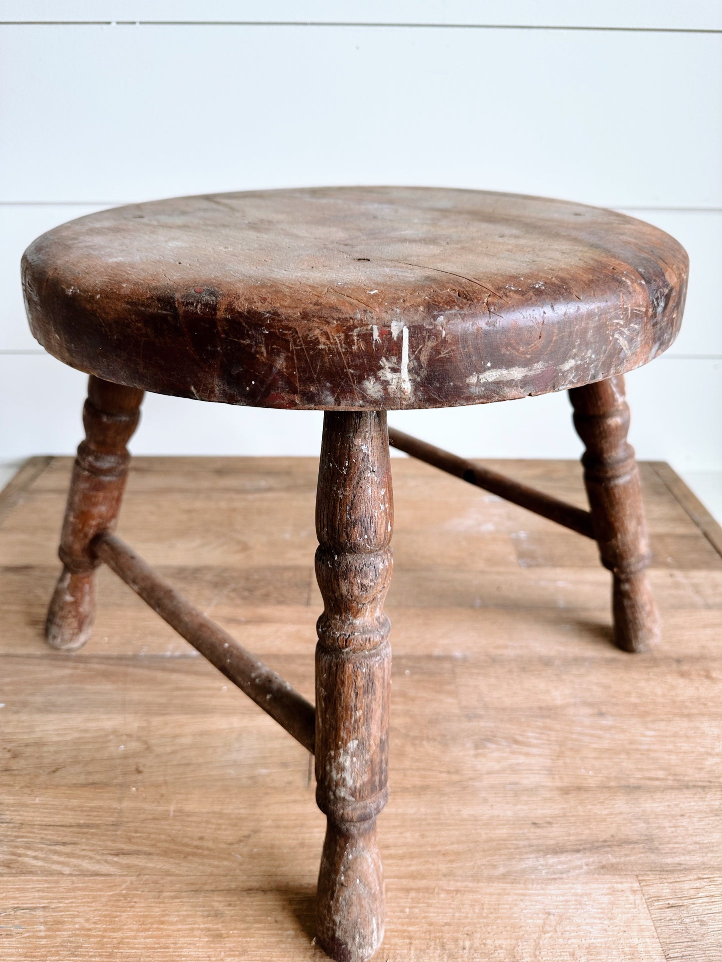 Chunky Antique Wood Stool