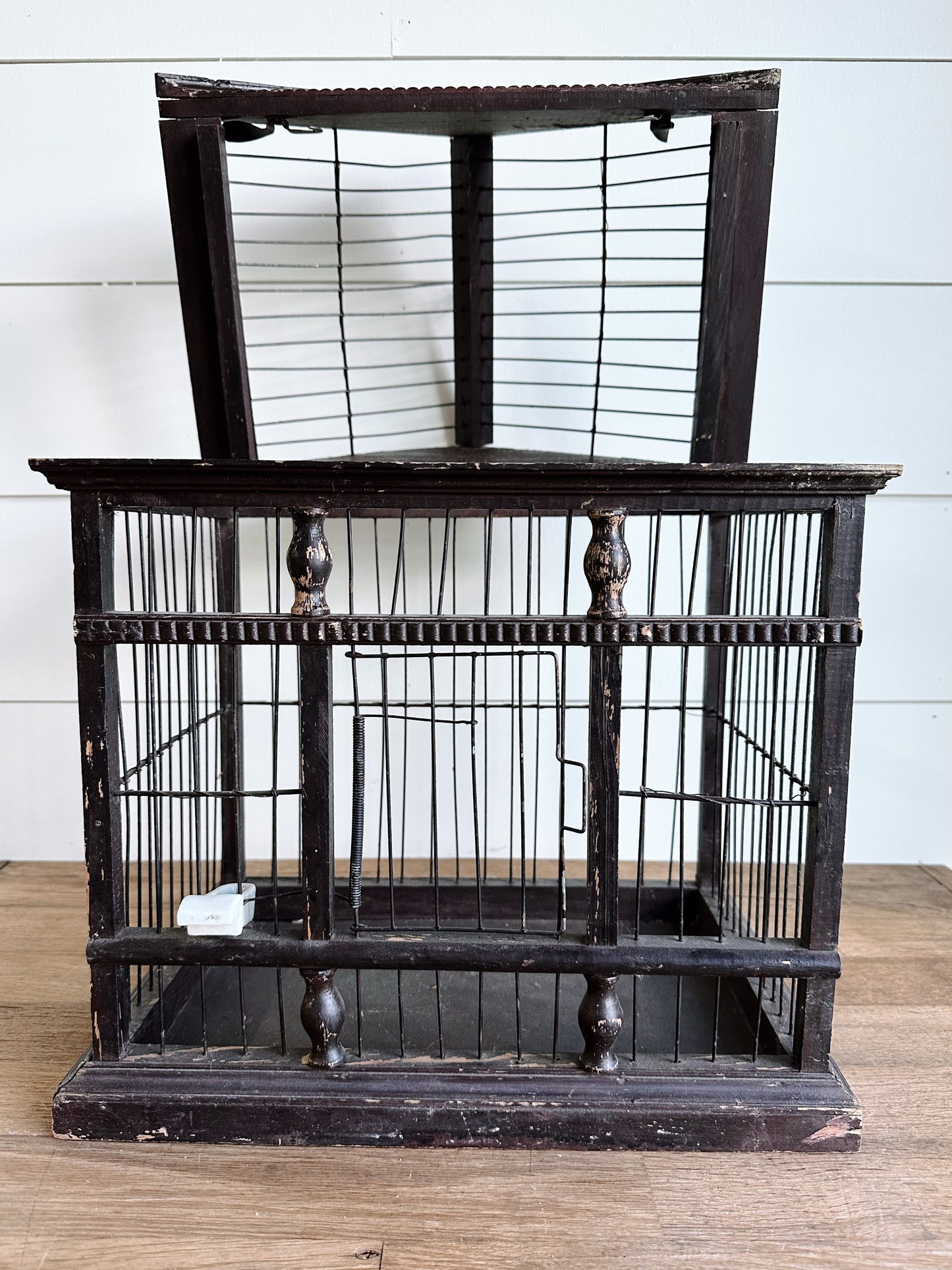 Beautiful Antique Wood Birdcage