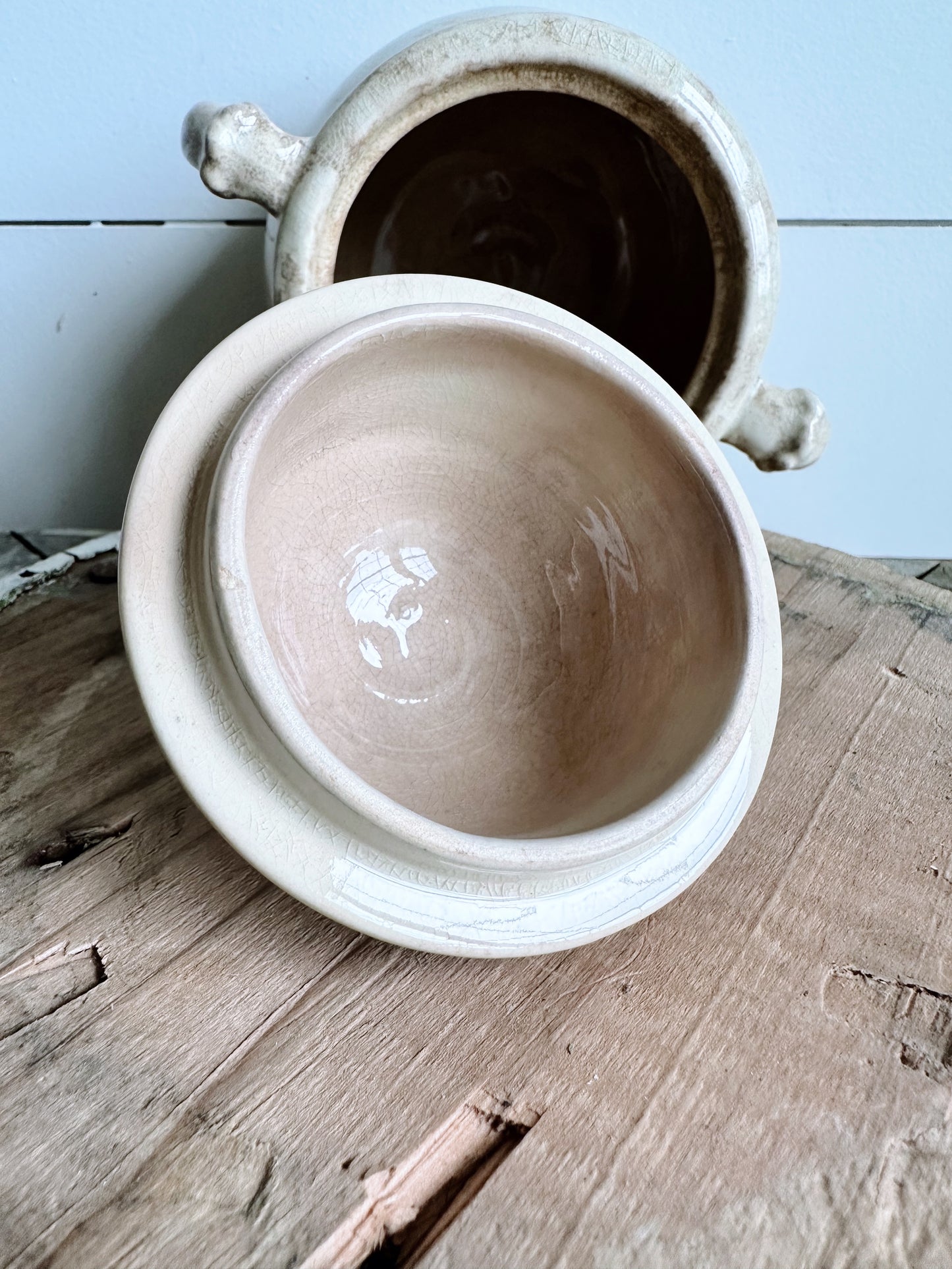 Beautifully Stained Ironstone Sugar Pot