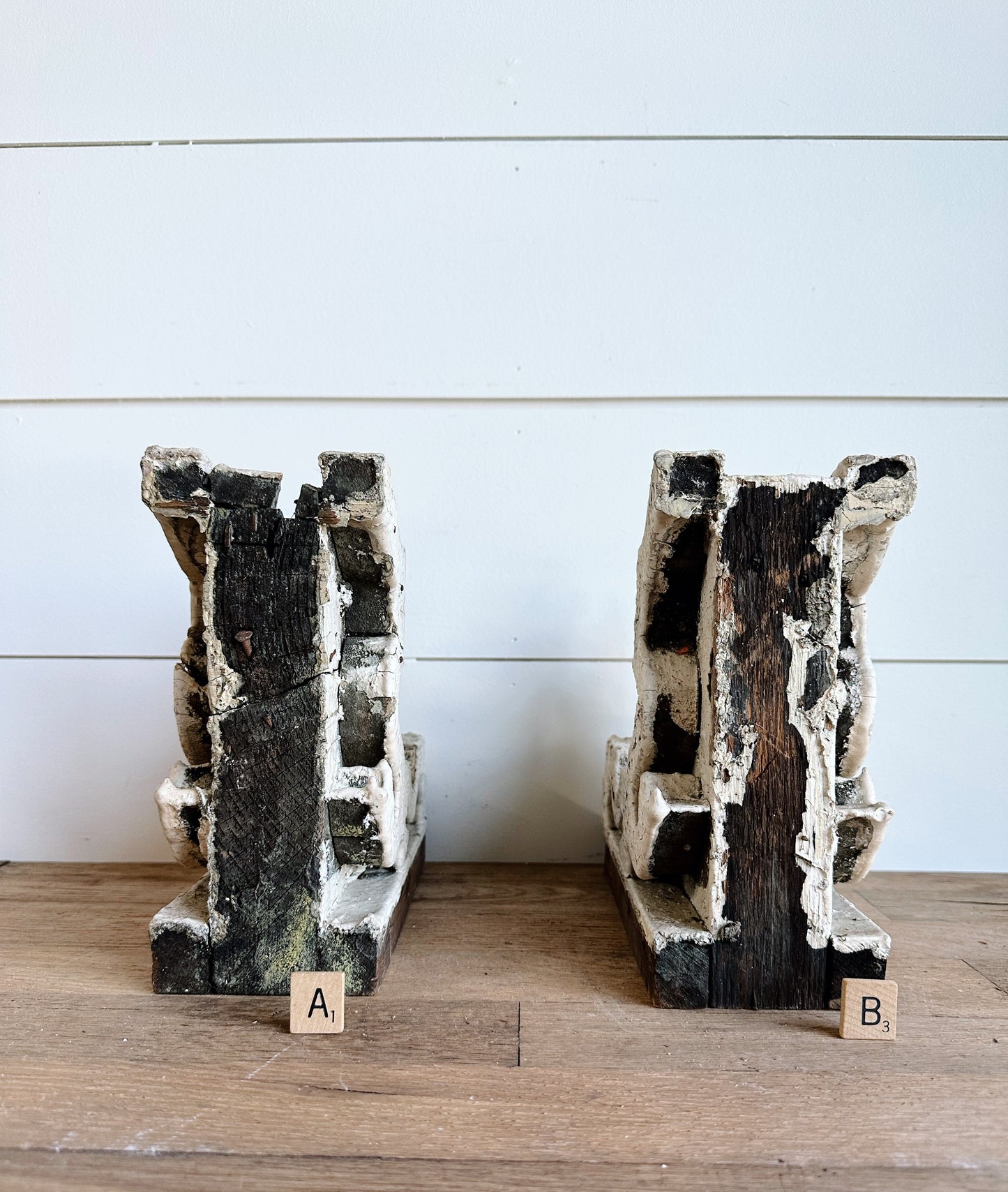 Perfectly Petite Deep Relief Antique Chippy Corbels