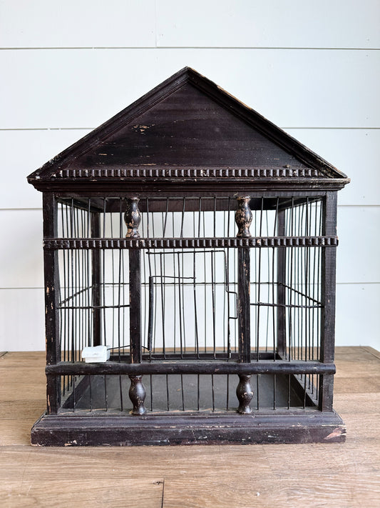 Beautiful Antique Wood Birdcage