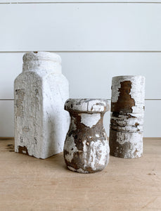 Collection of Three White Chippy Porch Post Candle Holders