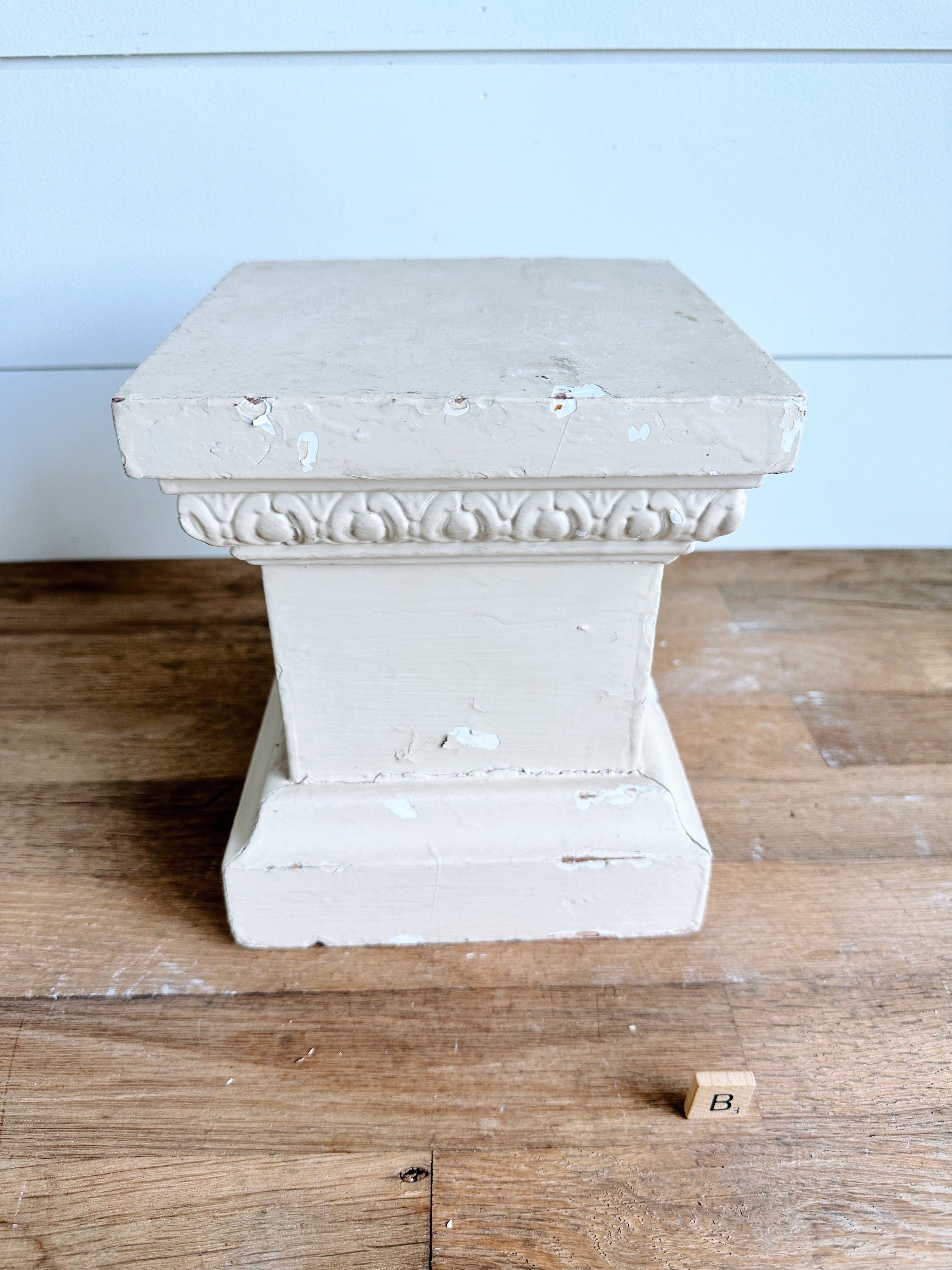 Antique Chippy Staircase Newel Post Top / Riser