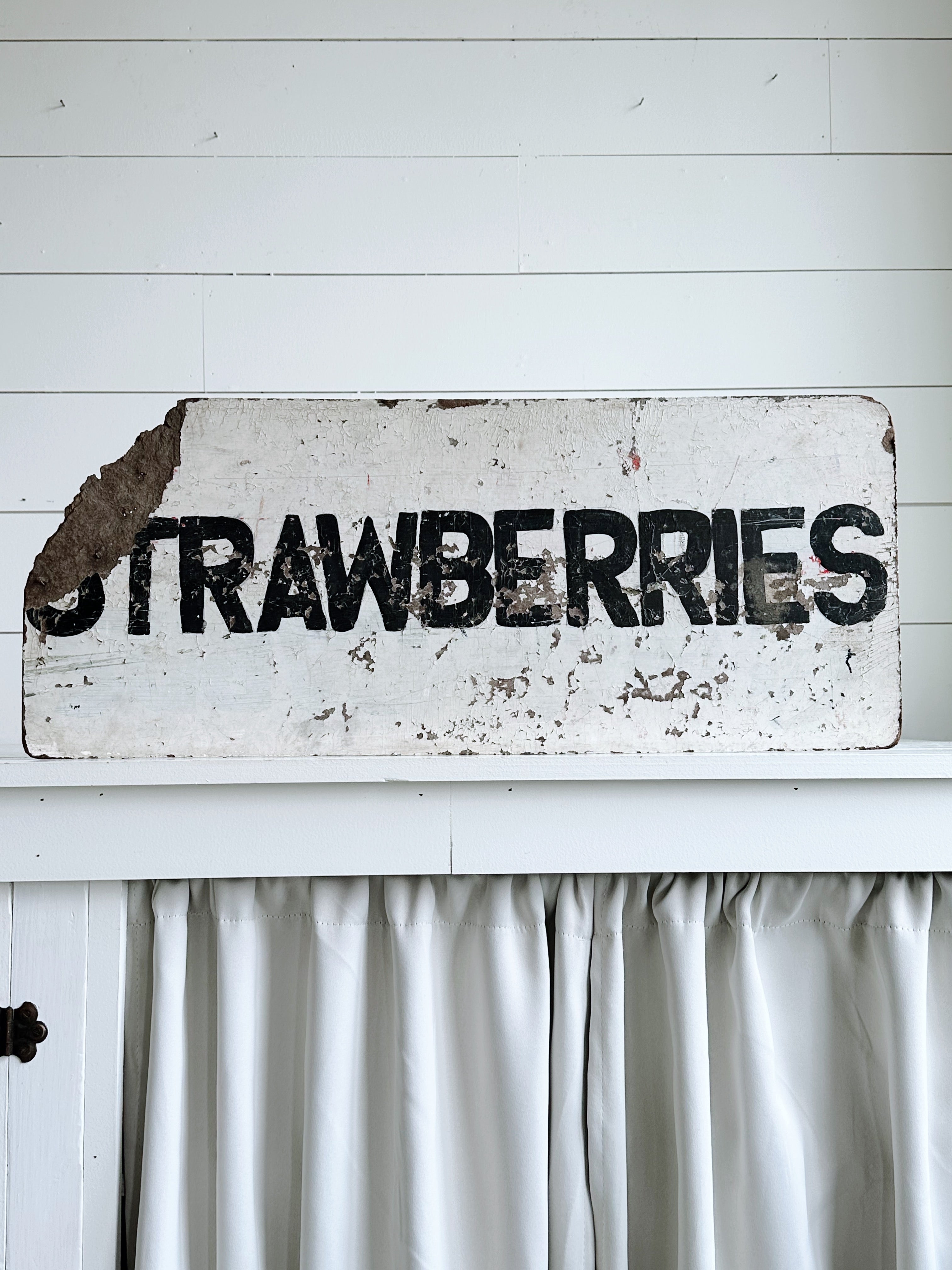 Authentic Vintage Two Sided Strawberries Sign