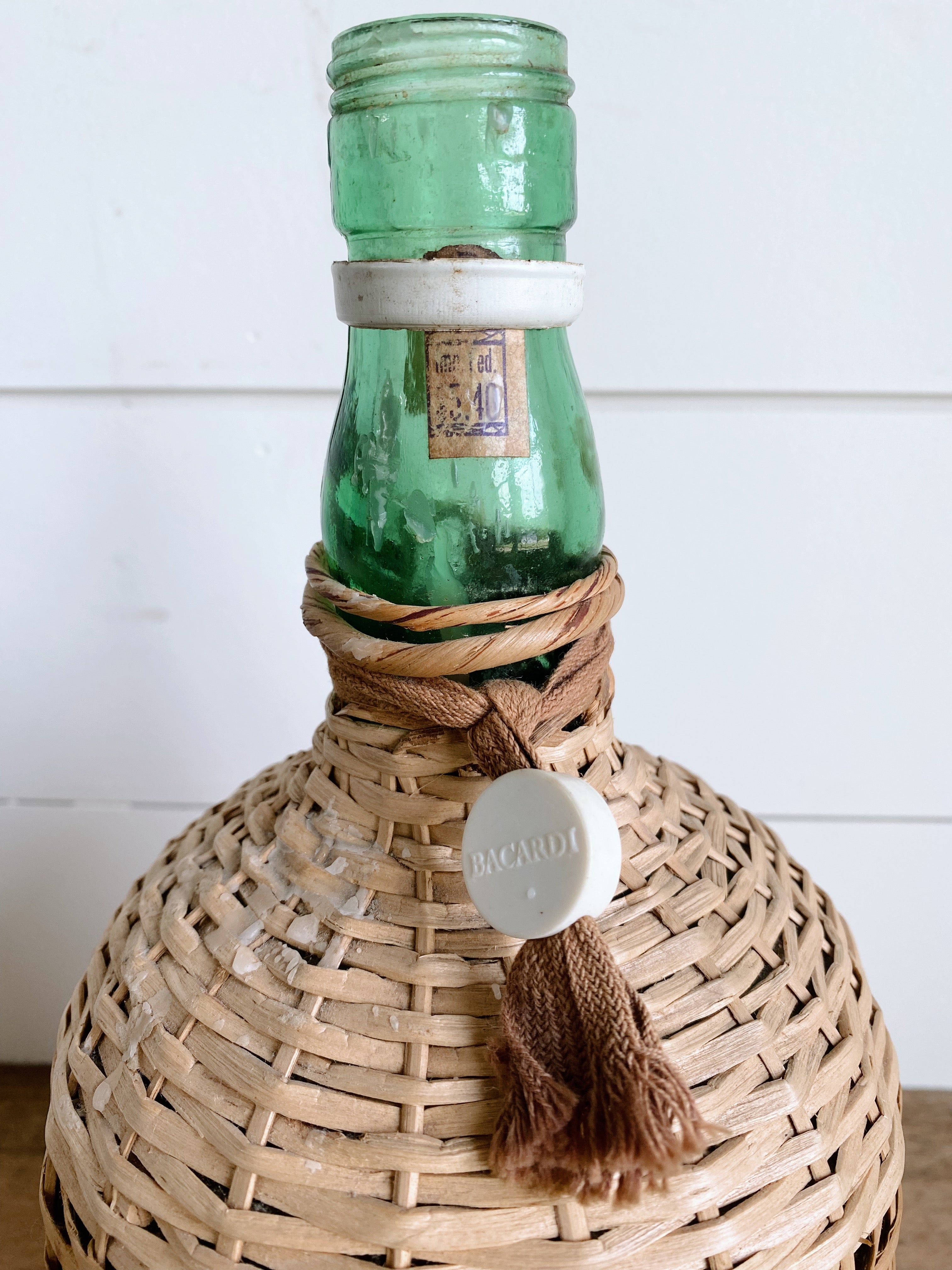 Large Demijohn with Pretty Green Glass Bottle